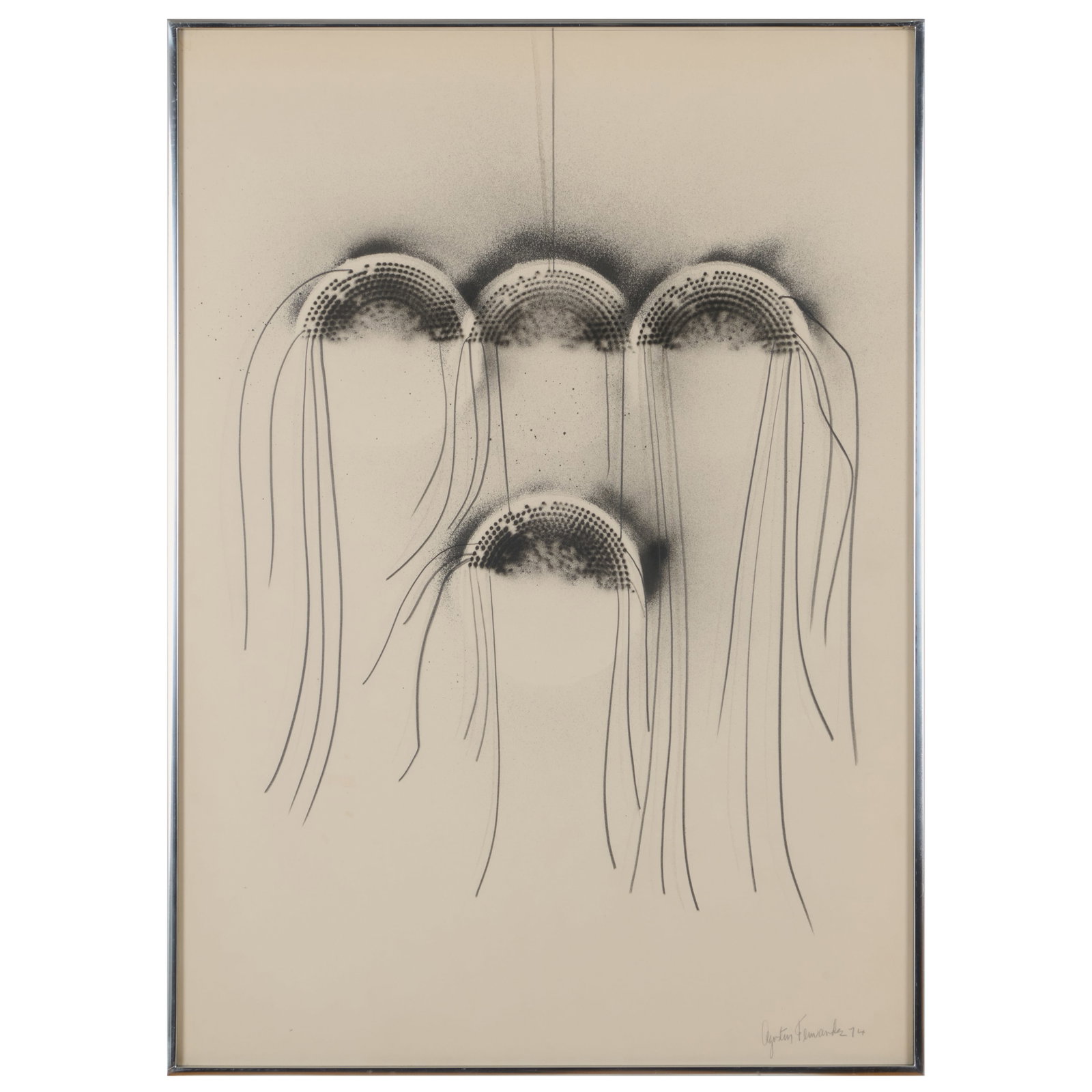 Agustin Fernyndez (1928-2006): Untitled: Pencil on paper, 1974, signed 'Agustin Fernandez' and dated lower right. 29 3/4 x 22 in. (sheet), 30 1/4 x 22 1/2 in. (frame).