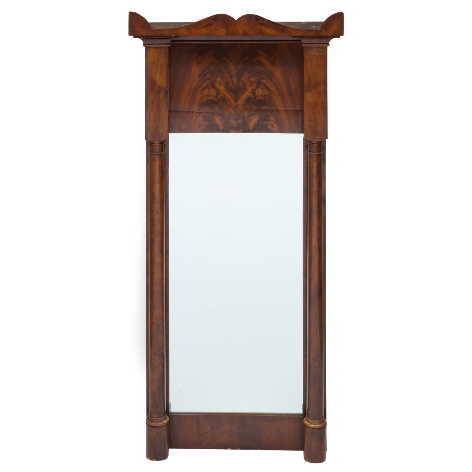 Tall Biedermeier Mahogany Pier Mirror: 6 ft. 2 x 35 in.