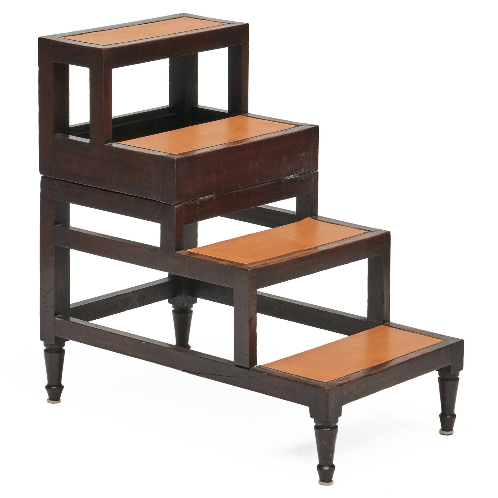 Regency Style Mahogany and Leather Retractable Library Steps (1 of 9)