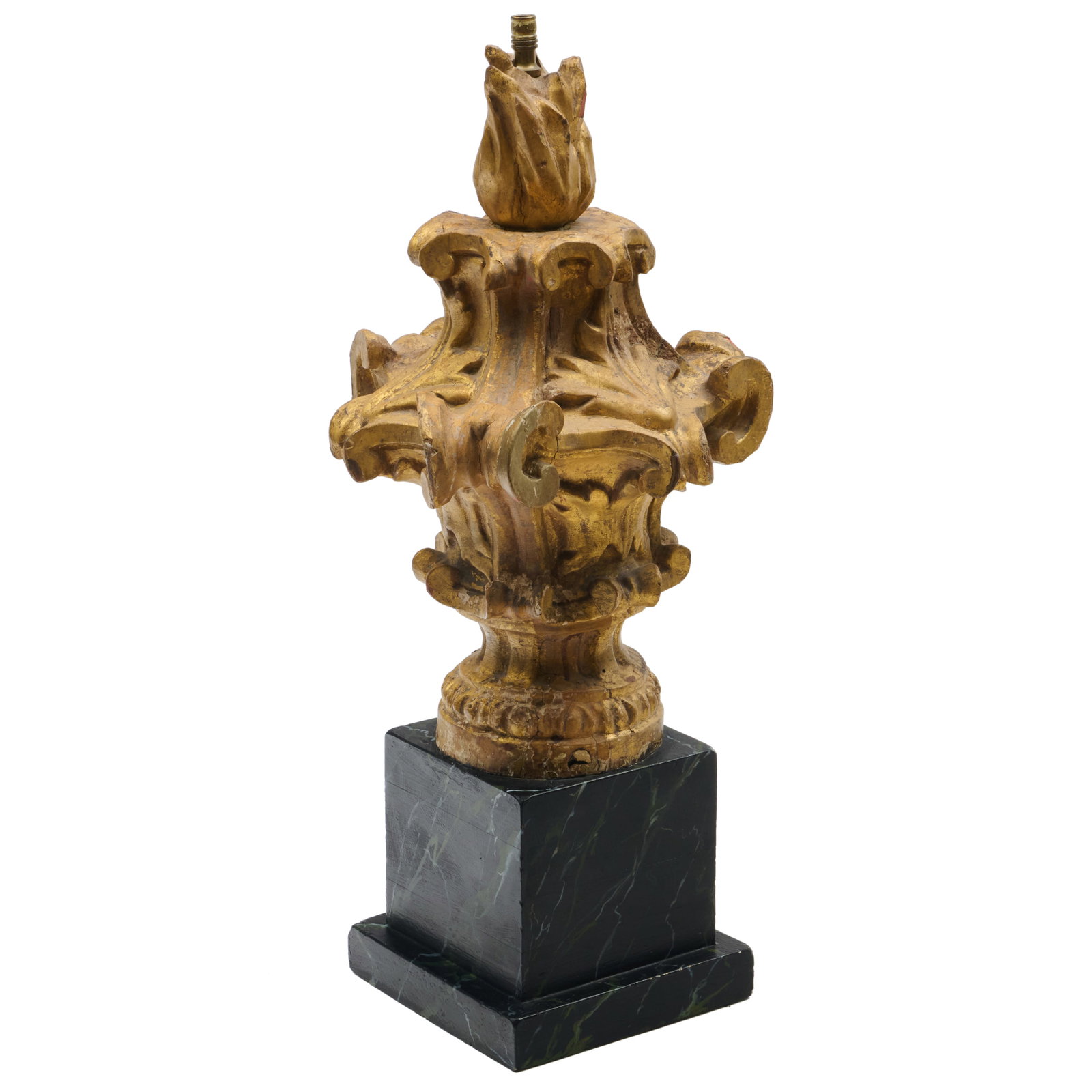 Large Giltwood Finial on Faux Marble Base (1 of 9)