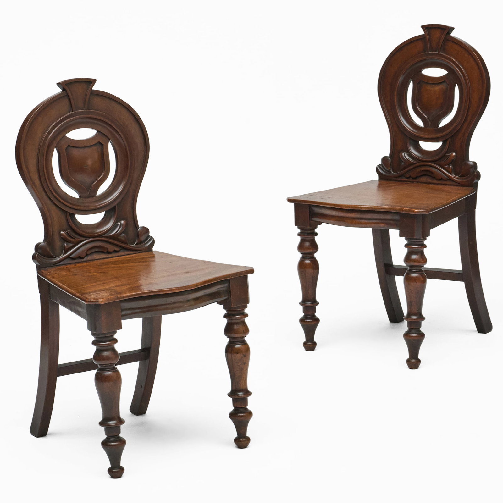 Pair of William IV Mahogany Shield Back Hall Chairs (1 of 7)