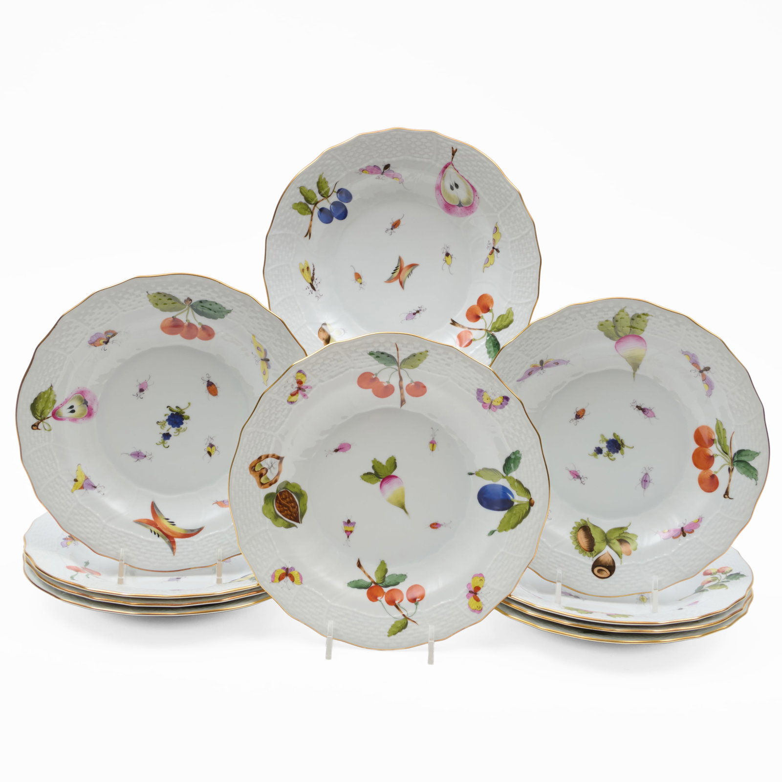 Set of Eleven Herend Porcelain Plates in the 'Market Garden' Pattern (1 of 20)