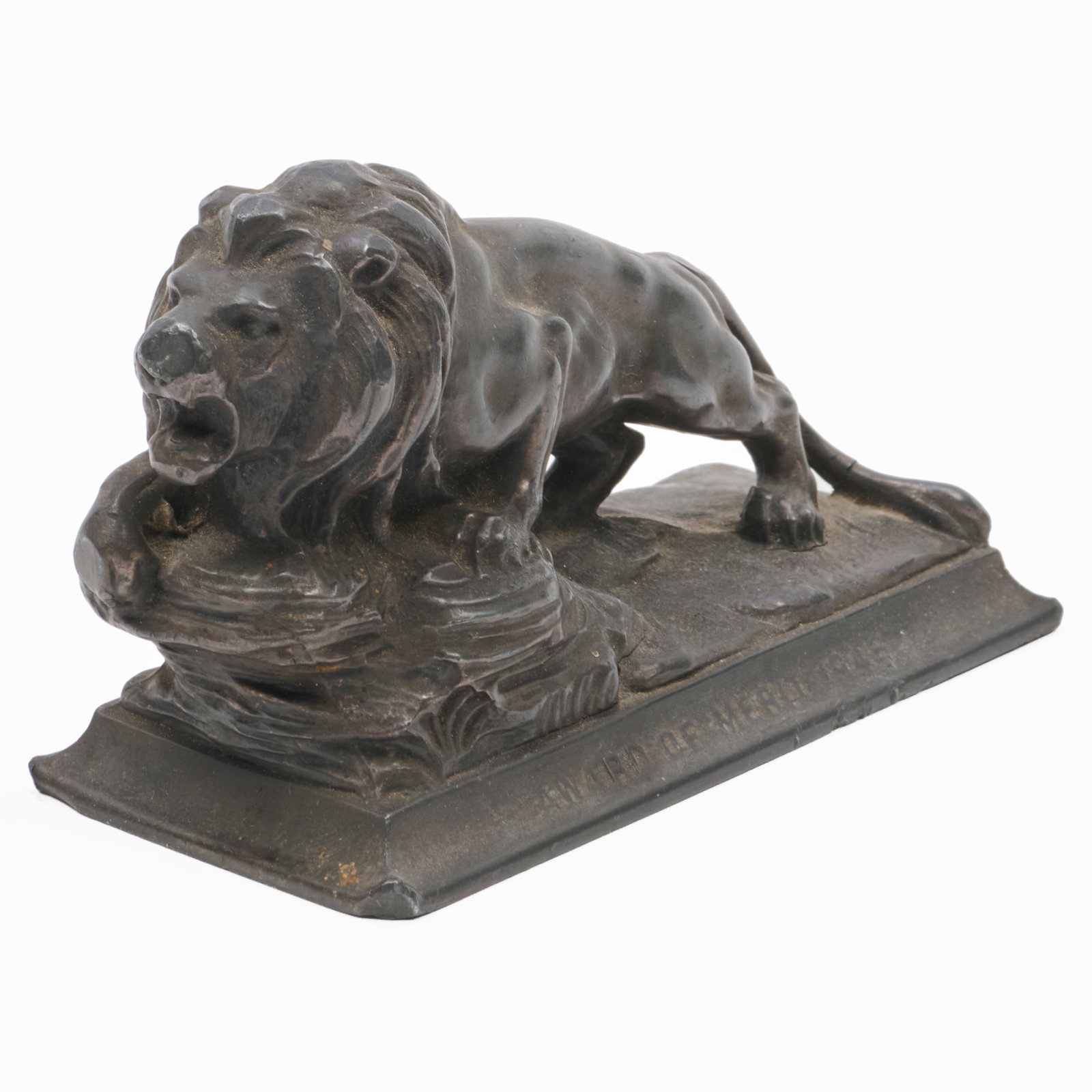 Small Model of a Patinated-Bronze Crouching Lion (1 of 7)