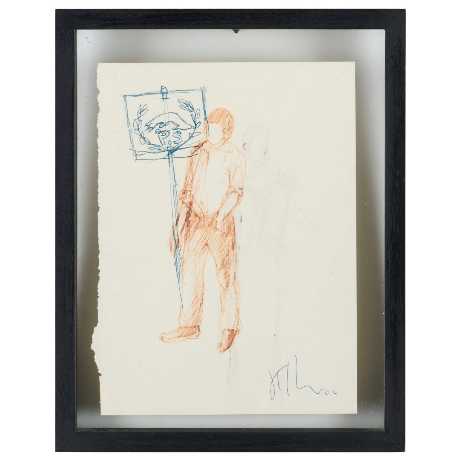 Kcho (b 1970): Untitled: Kcho (b 1970): Untitled Two-sided ink on paper, 2006, signed 'Kcho' and dated lower right. 8 1/2 x 6 1/8 in. (sheet), 10 3/4 x 8 1/2 in. (frame). Collection of Percival Paul Steinhart, III.