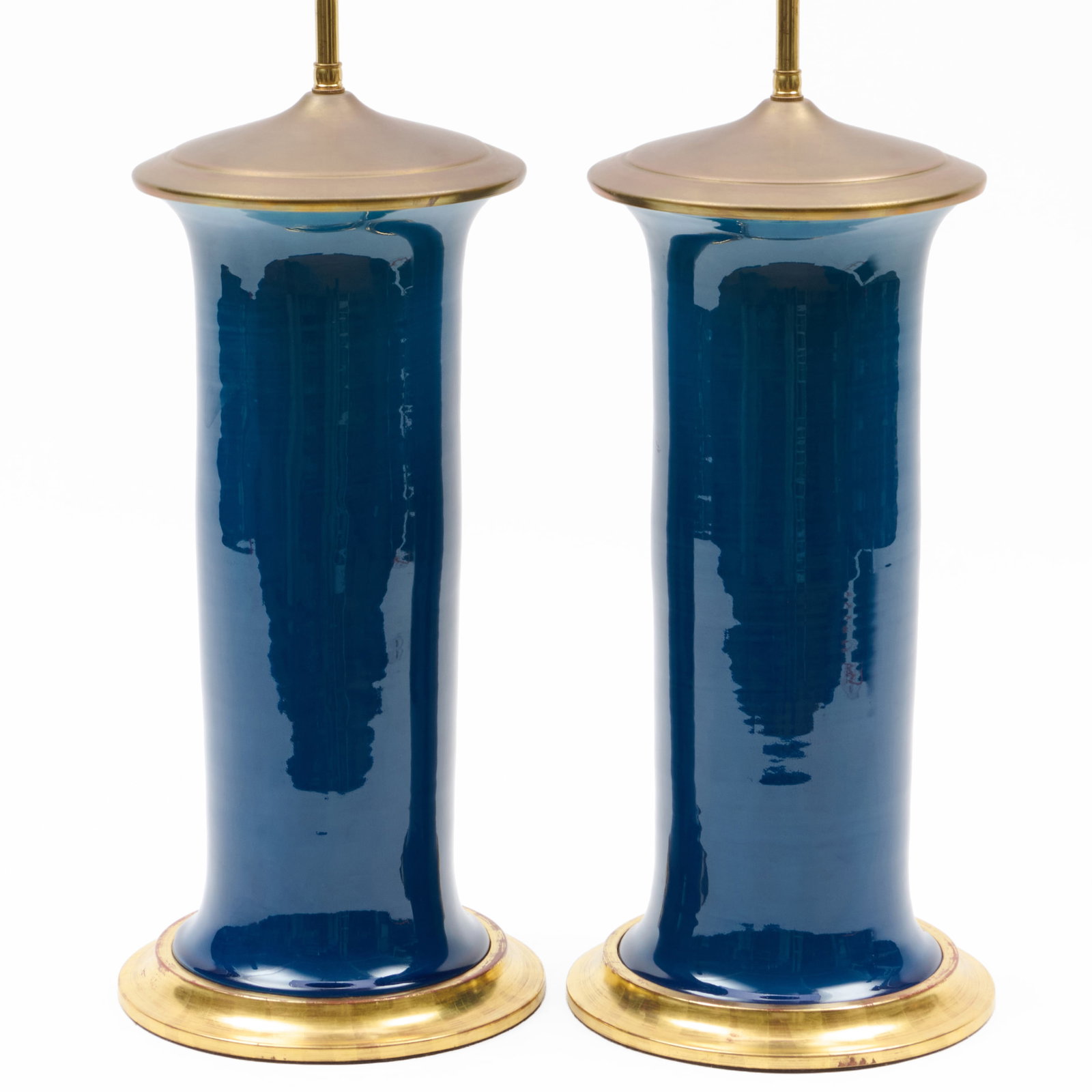 Pair of Christopher Spitzmiller Blue Glazed Porcelain Table Lamps - 2
