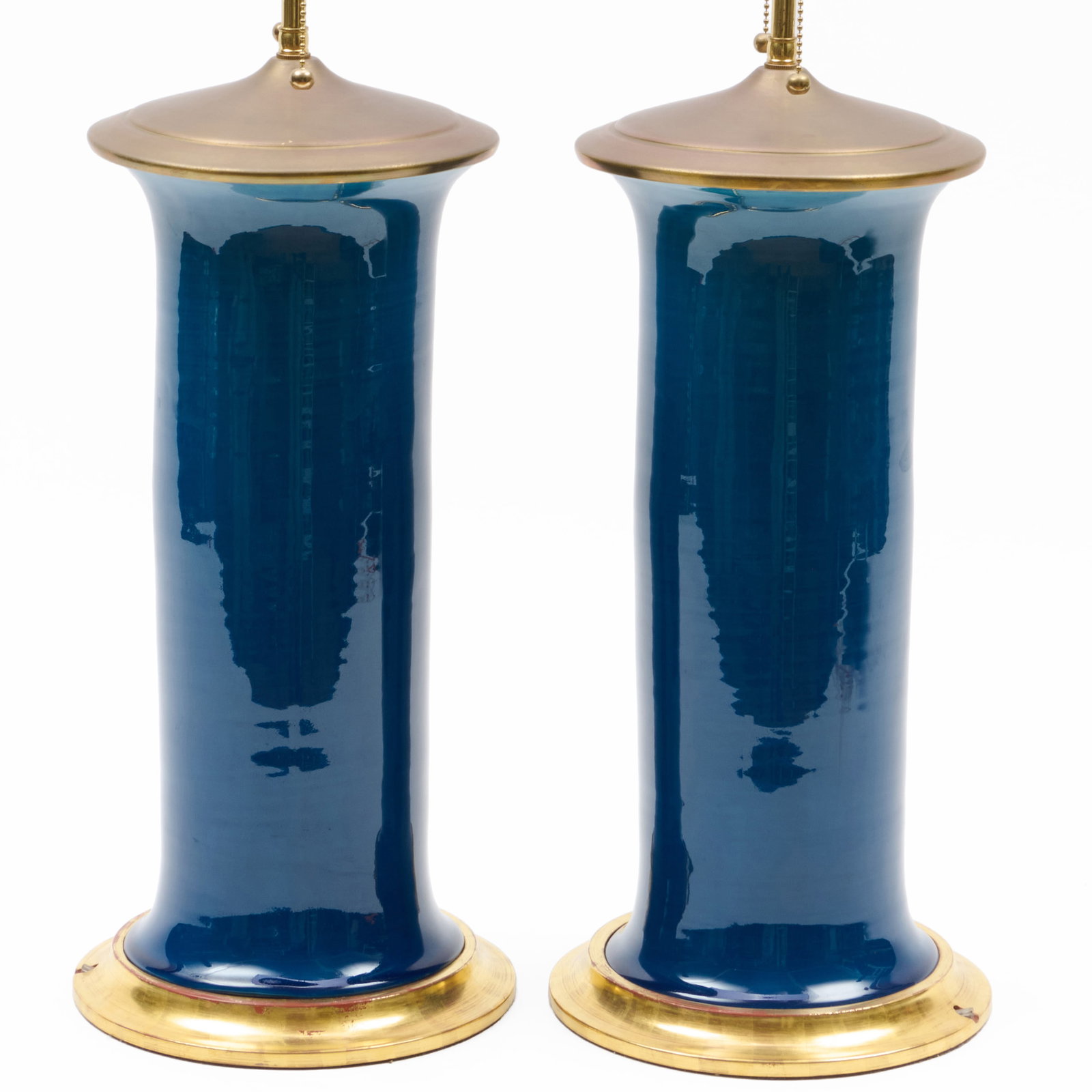 Pair of Christopher Spitzmiller Blue Glazed Porcelain Table Lamps - 3