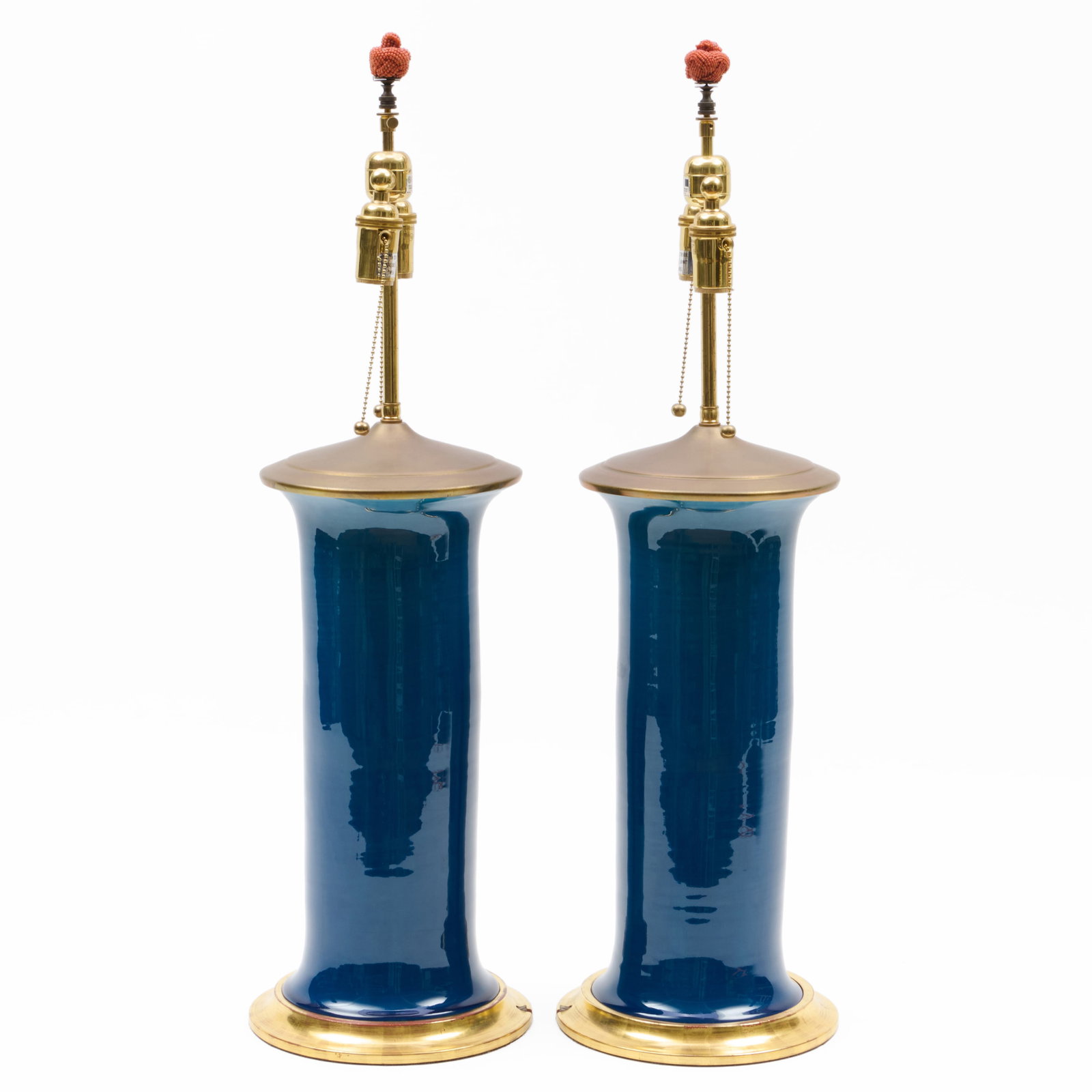 Pair of Christopher Spitzmiller Blue Glazed Porcelain Table Lamps - 5