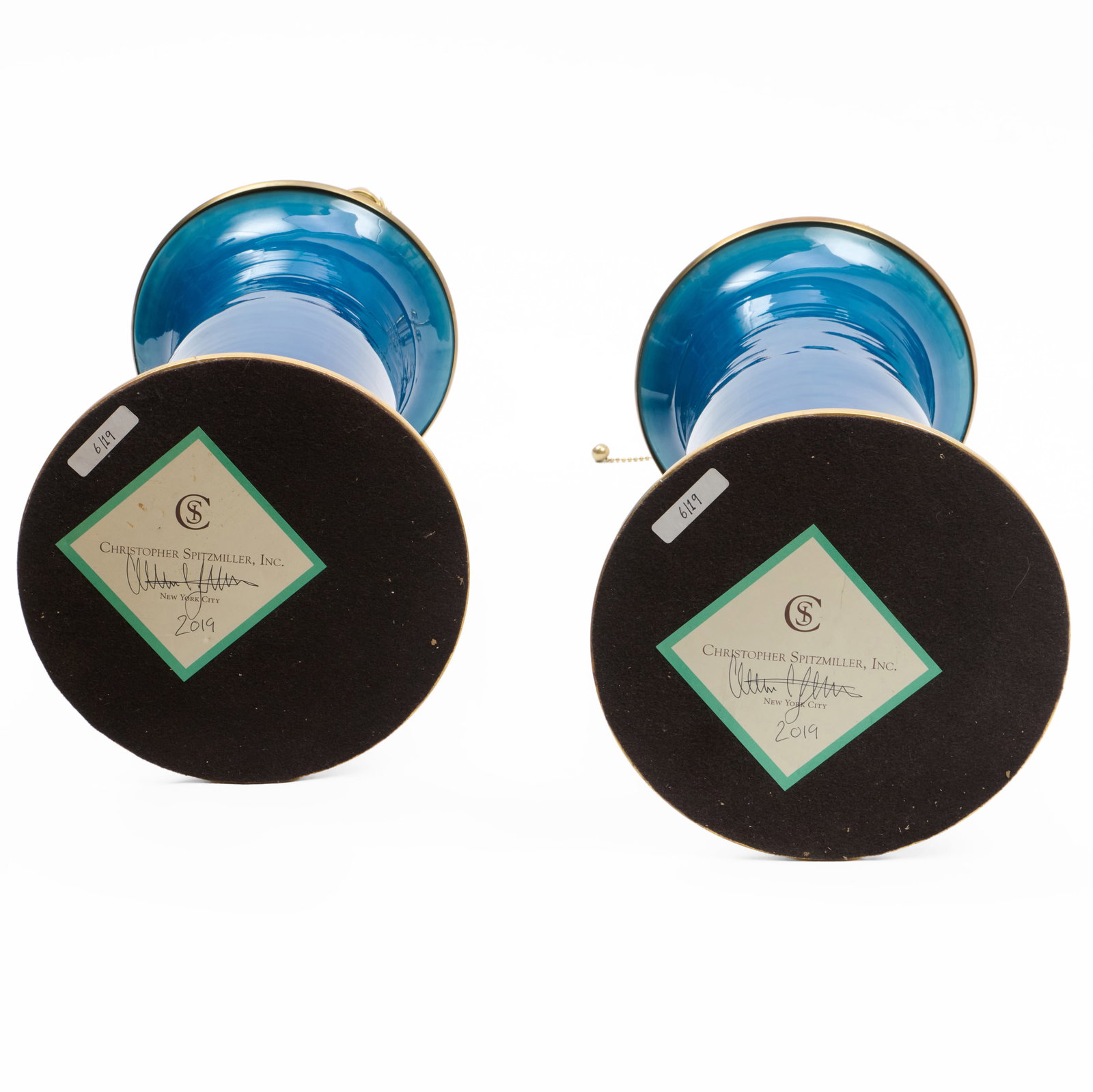 Pair of Christopher Spitzmiller Blue Glazed Porcelain Table Lamps - 6