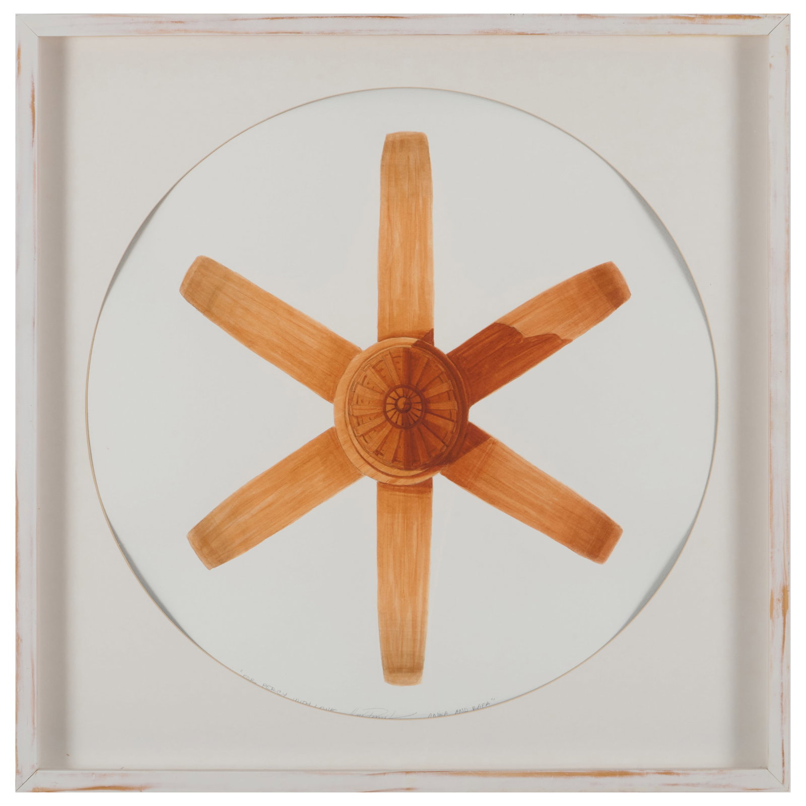 20th/21st Century School: Untitled: Watercolor on paper, indistinctly signed and inscribed 'For Percy with Love Anika and Rafa' lower center. 20 1/2 (sheet, diameter), 24 1/2 x 24 1/2 in. (frame).