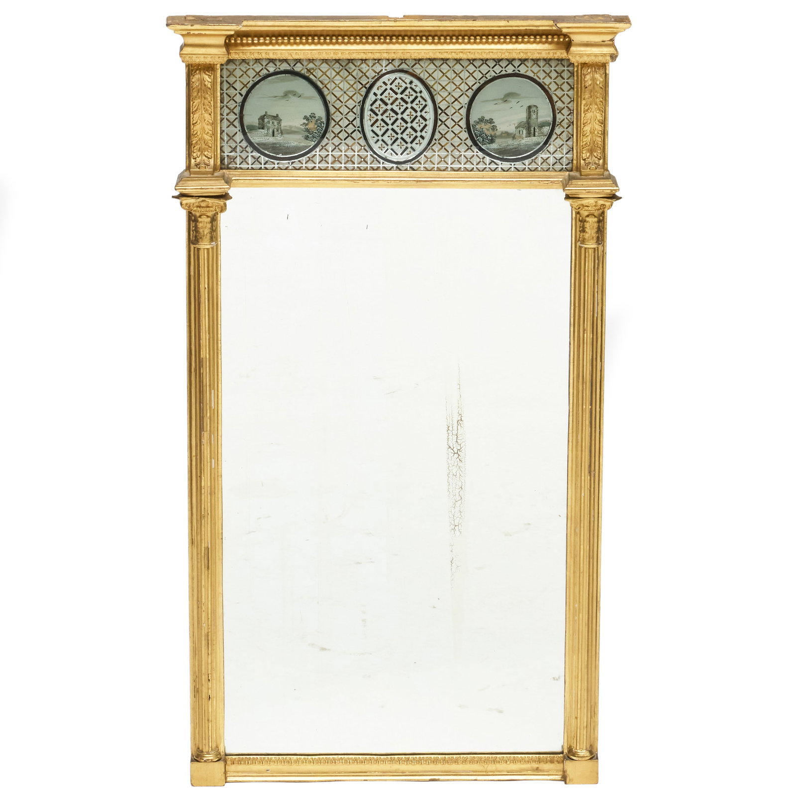 Federal Giltwood Mirror with a Verre Eglomise Panel (1 of 4)