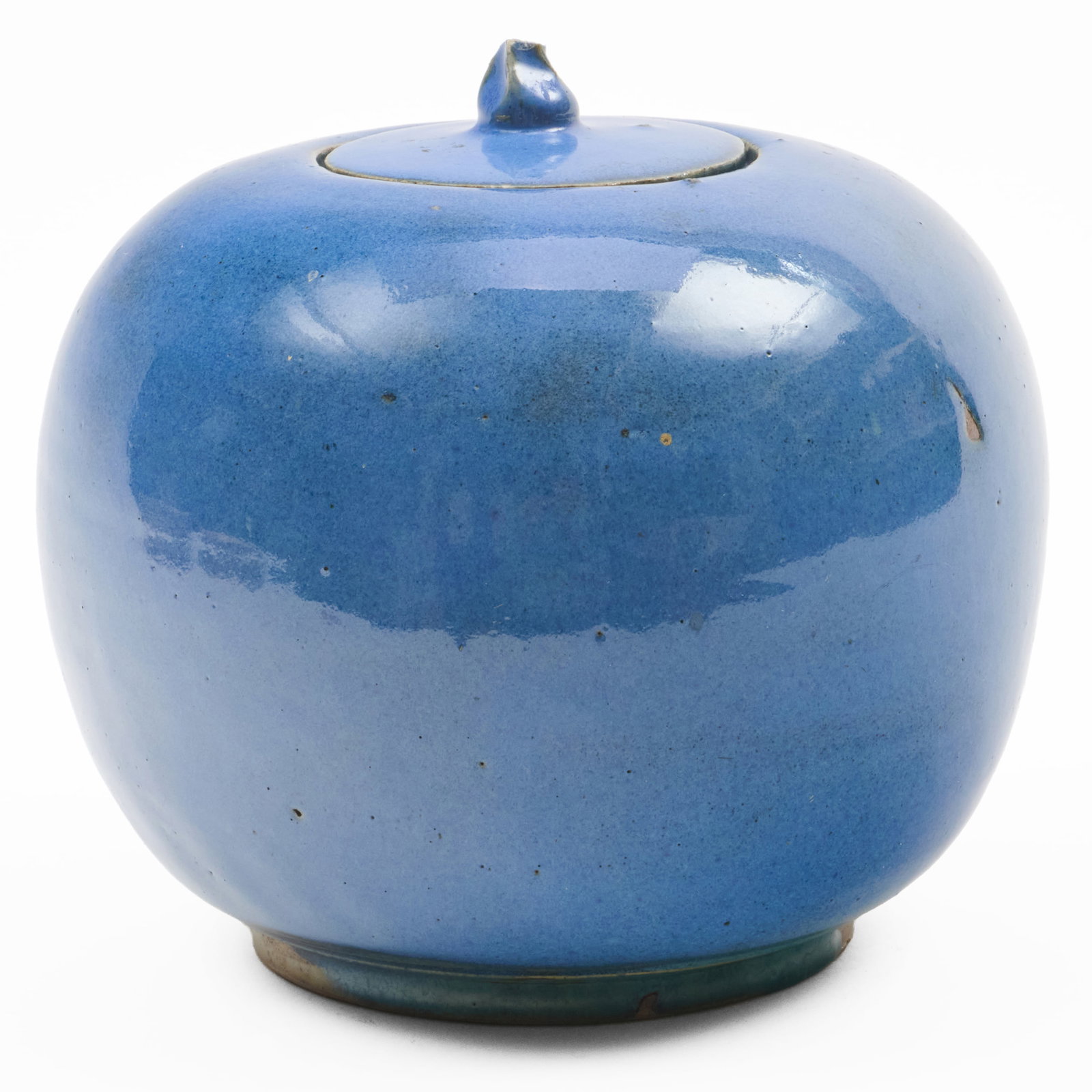 Chinese Blue Glazed Pottery Ginger Jar and Cover (1 of 8)