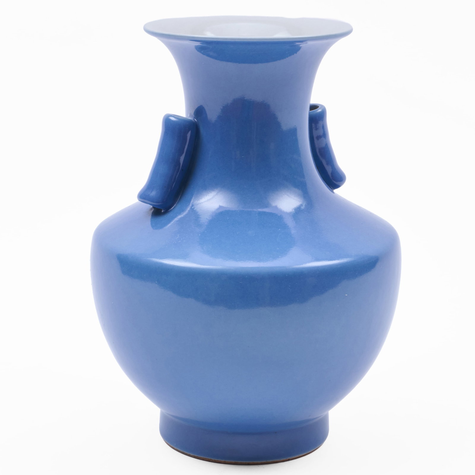 Chinese Blue Glazed Porcelain Vase: Chinese Blue Glazed Porcelain Vase Unmarked.12 x 7 1/2 in. diam. Collection of Percival Paul Steinhart, III.