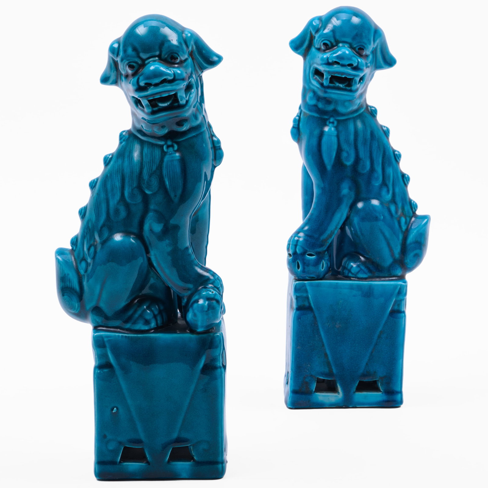Pair of Chinese Turquoise Glazed Buddhistic Lions (1 of 8)