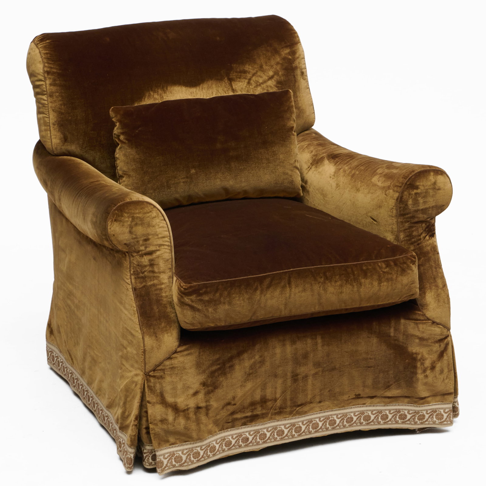 Golden Brown Velvet Upholstered Club Chair (1 of 7)