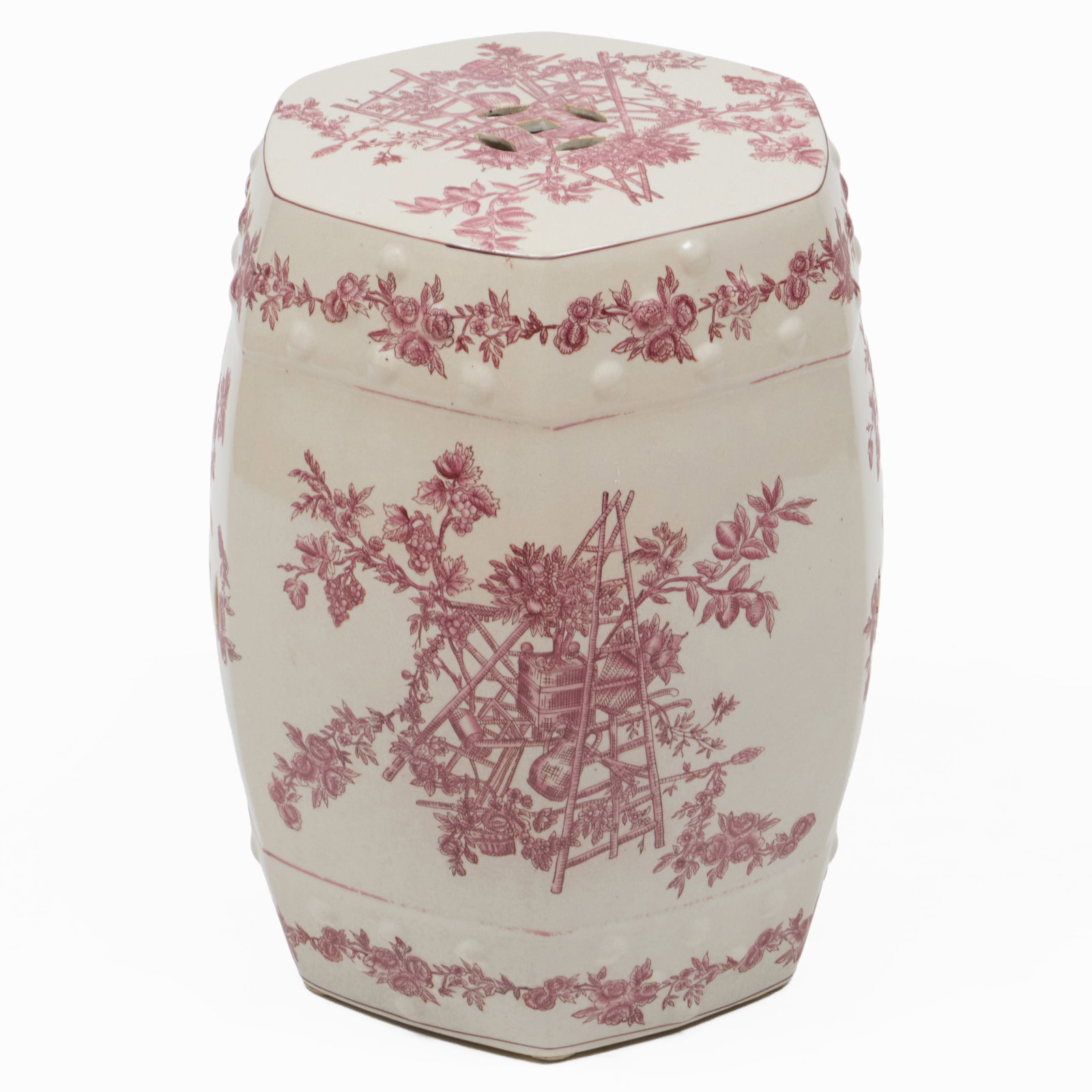 Chinese Porcelain Red Transfer Decorated Garden Seat (1 of 7)