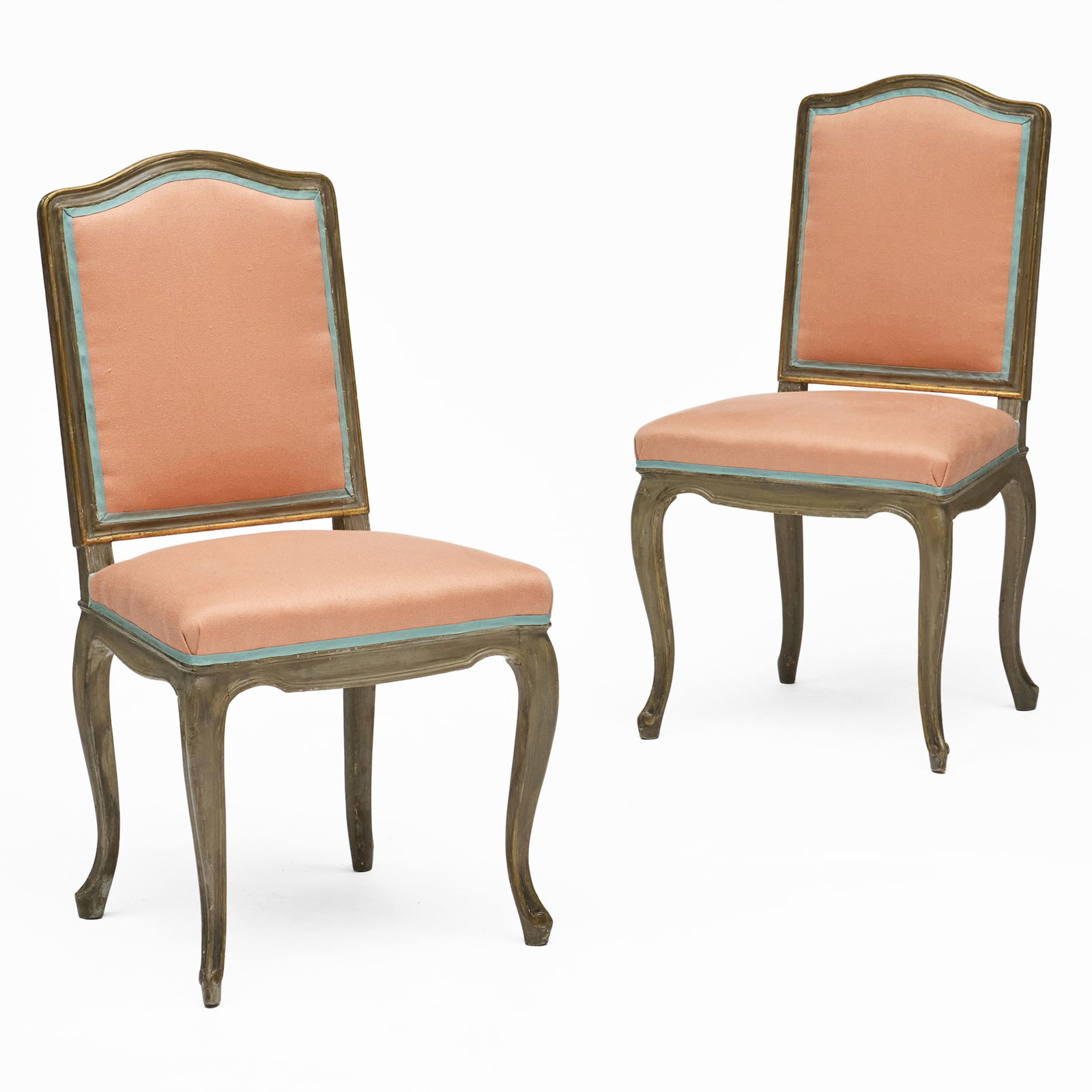 Pair of Louis XV Style Provincial Green Painted Side Chairs (1 of 8)