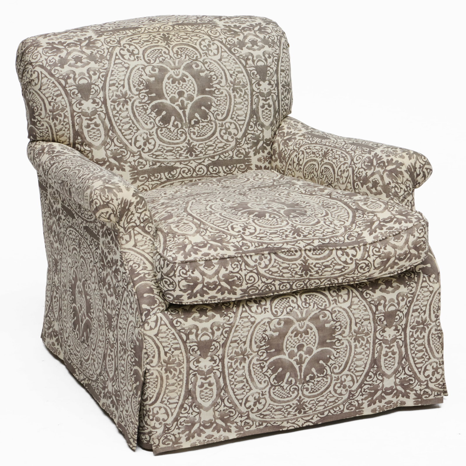 Batik Upholstered Club Chair: 29 x 33 1/2 x 42, seat height 16 1/2 in.