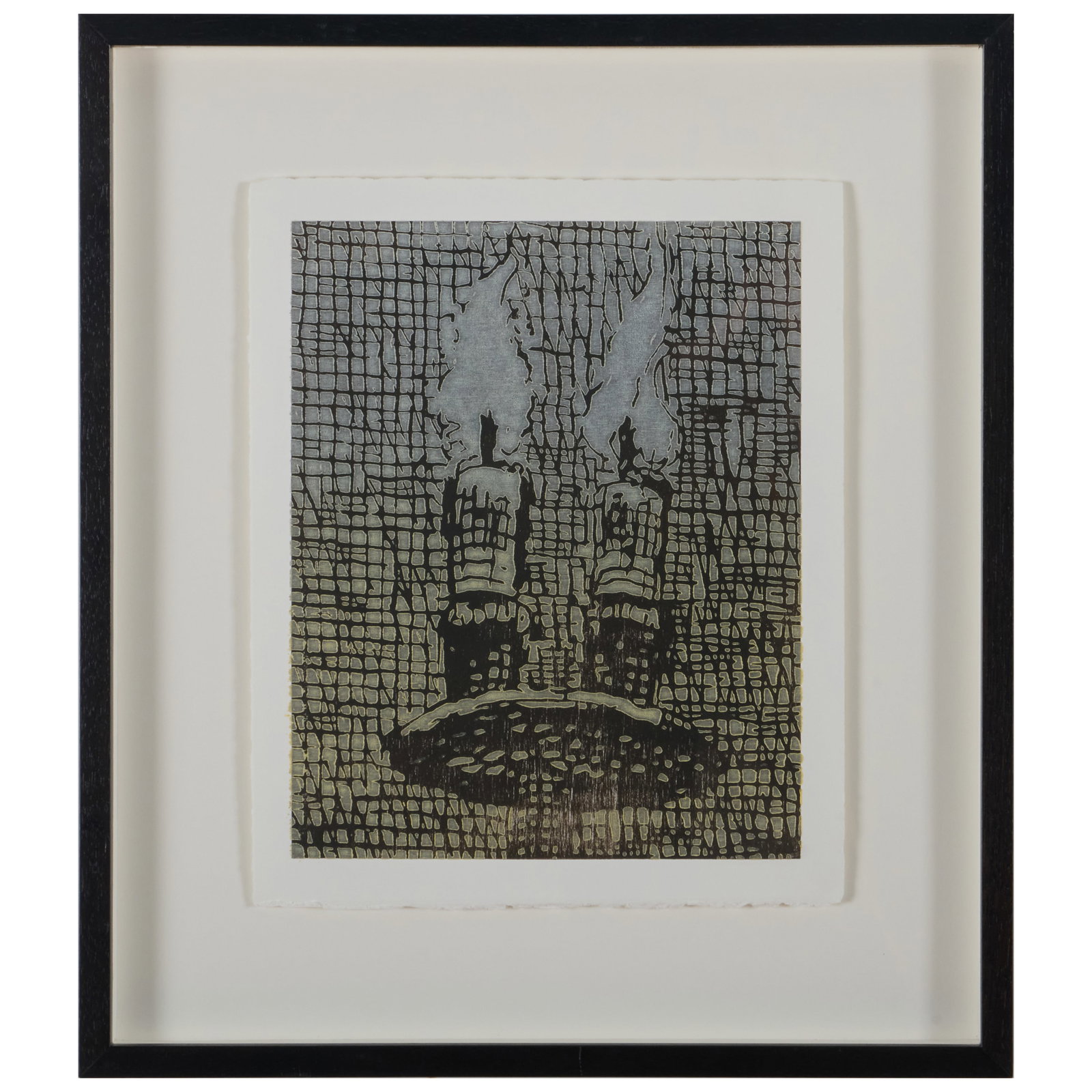 20th Century School: Untitled: Linocut in colors on wove paper, unsigned. 11 x 9 in. (sheet), 16 1/4 x 14 1/4 in. (frame).