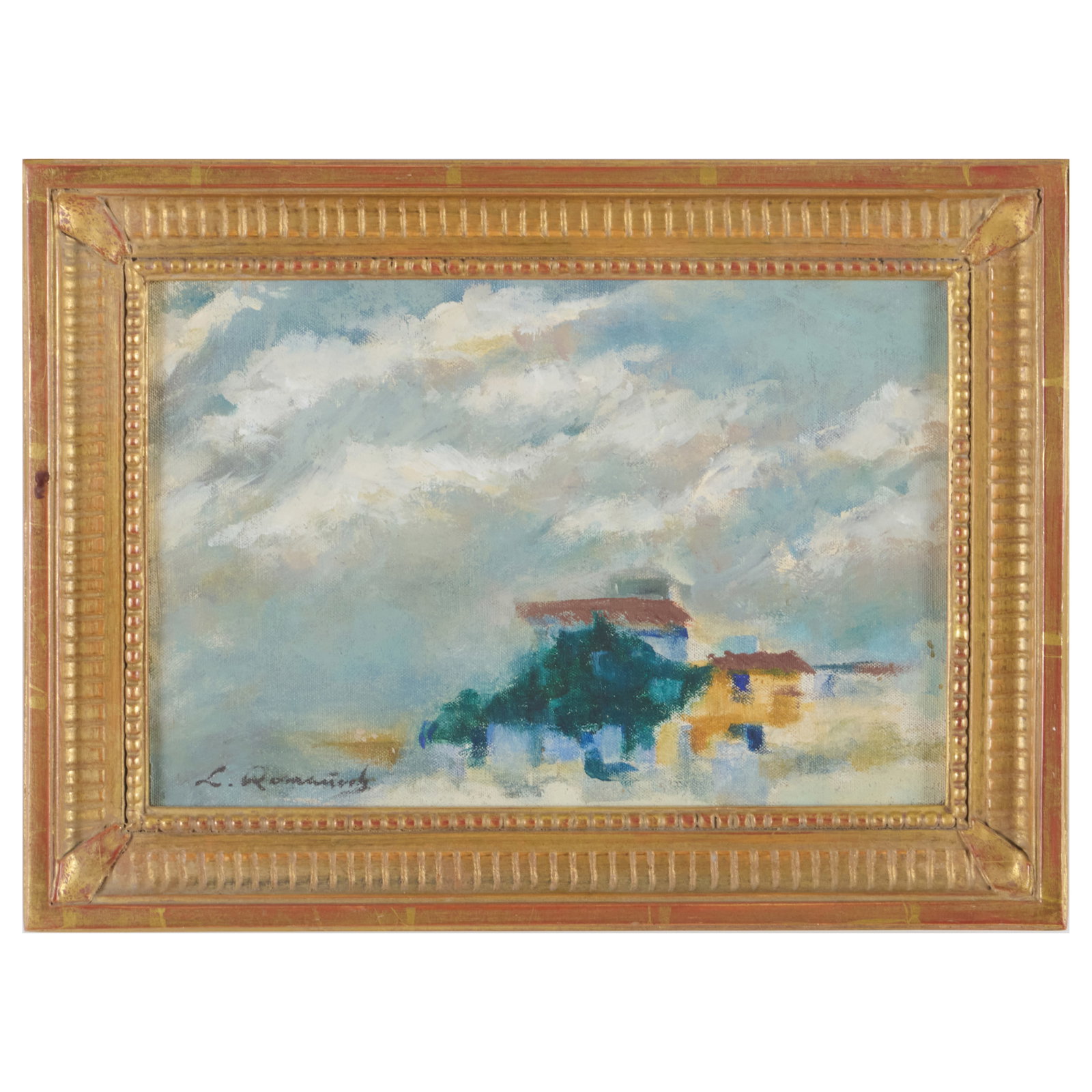 Leopoldo Romanach (1862-1951): Untitled: Oil on canvas mounted on thin board, signed 'L. Romanach' lower left. 7 x 10 1/4 in., 9 1/2 x 13 in. (frame).