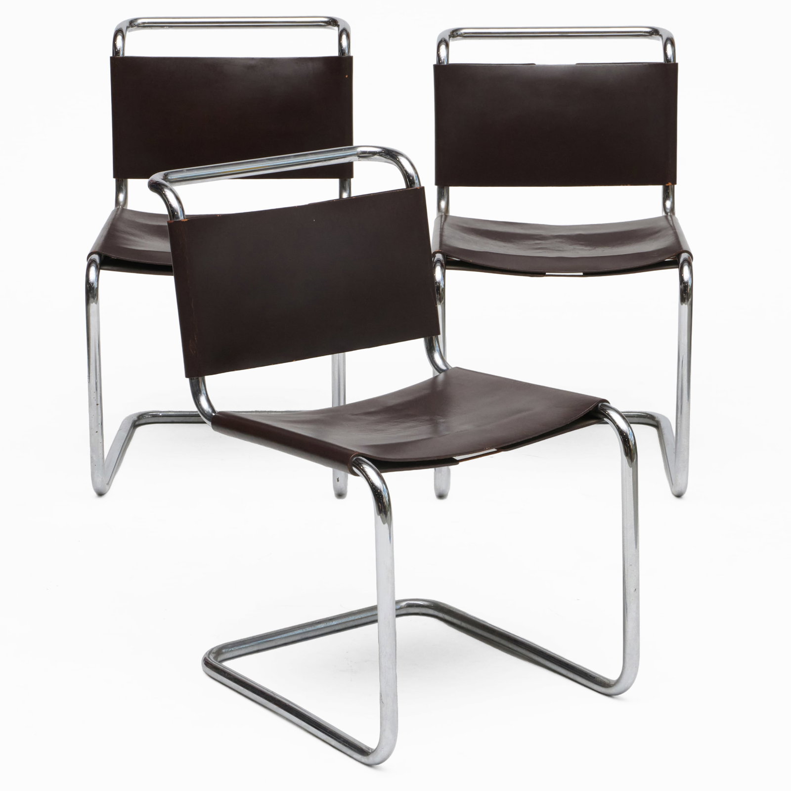 Three Mies van der Rohe MR Chrome and Leather Chairs (1 of 9)