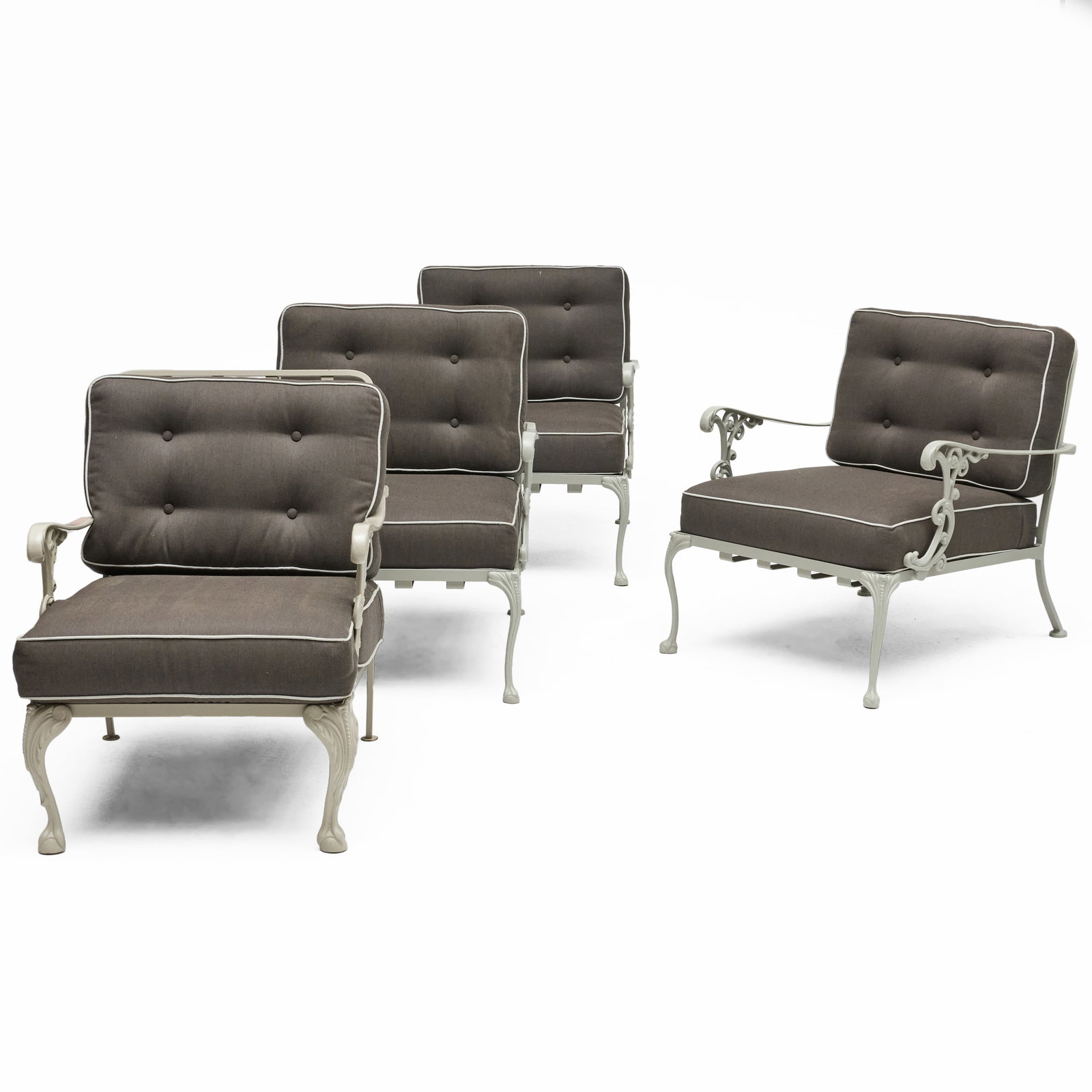 Set of Four Large Cast Iron Armchairs with Two Ottoman (1 of 17)