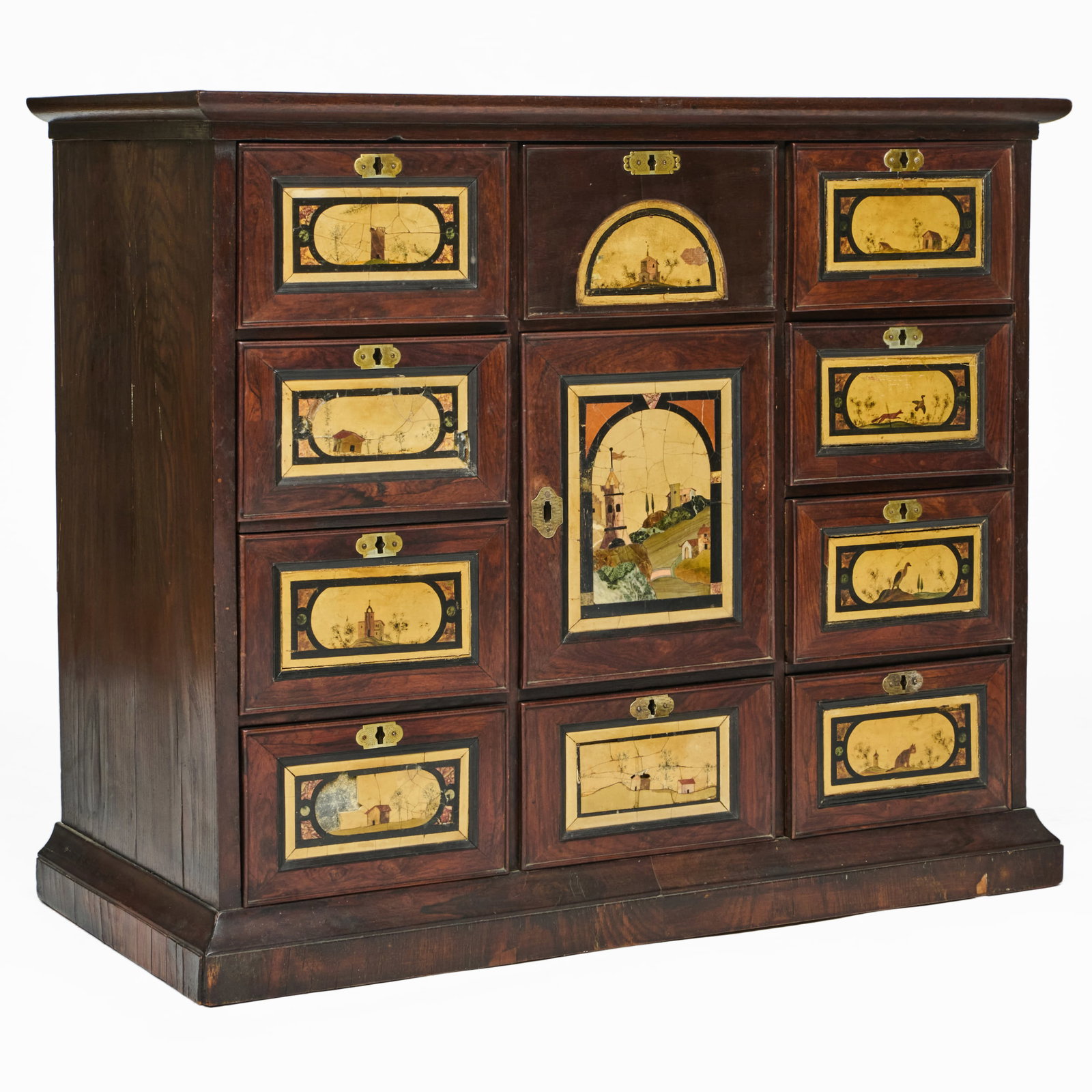 Italian Baroque Pietra Dura and Simulated Painted Pietra Dura Walnut Table Cabinet (1 of 20)