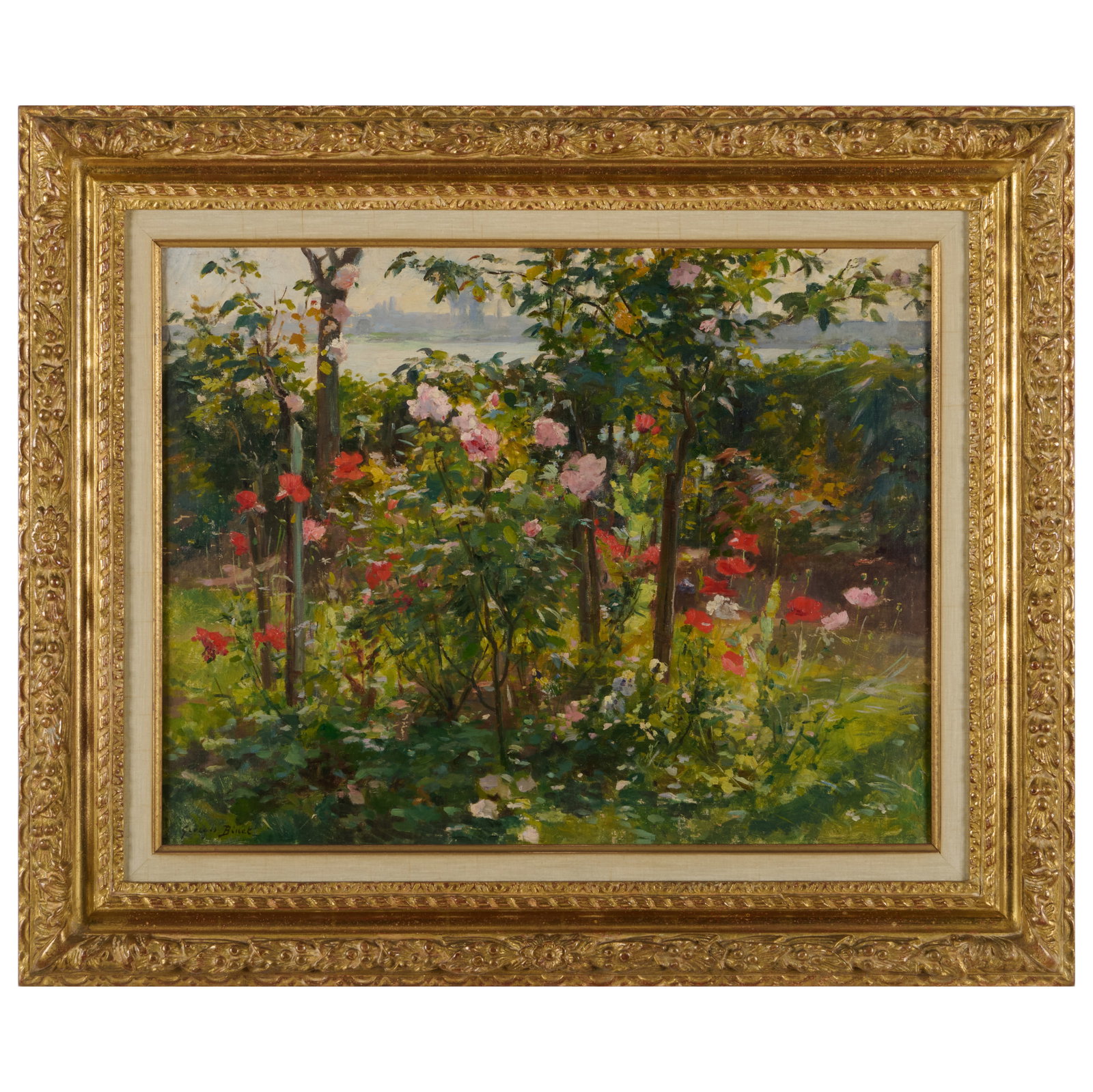 Georges Binet (1865-1949): Floral Landscape: Georges Binet (1865-1949): Floral Landscape Oil on canvas, signed 'Georges Binet' lower left, lined. 17 x 21 1/2 in., 24 x 28 1/2 in. (frame). Property of a New York Collector