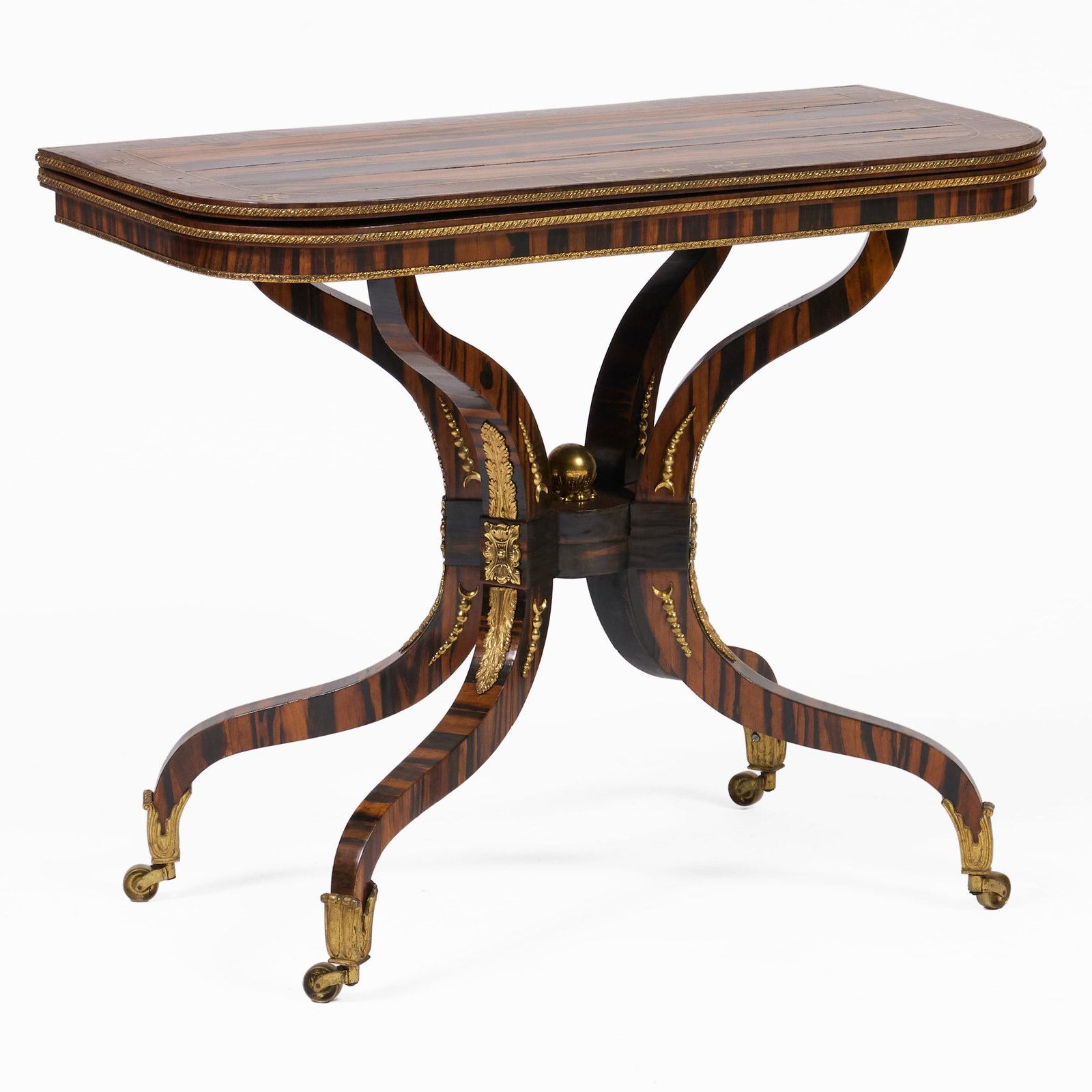 Regency Brass-Inlaid Calamander Games Table (1 of 7)