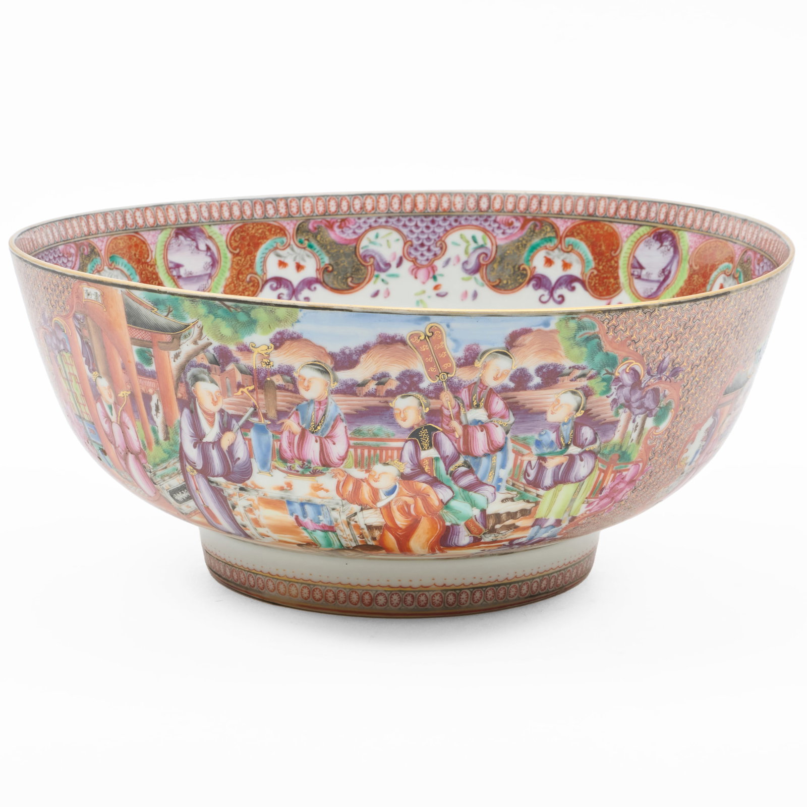 Chinese Export Mandarin Palette Porcelain Punch Bowl (1 of 7)