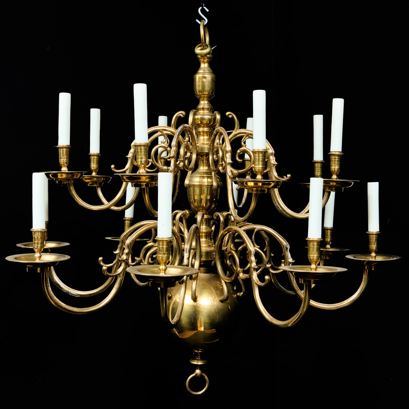 Dutch Baroque Style Brass Sixteen-Light Chandelier (1 of 7)