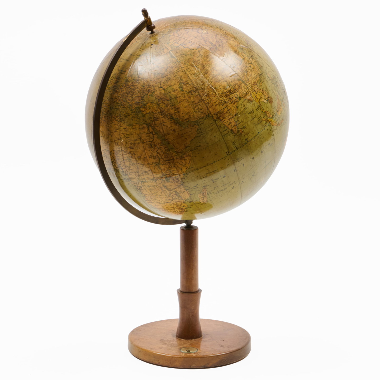 Danish Oak and Brass Terrestrial Table Globe, signed Roms Globus, Dr. Sandro Limbach (1 of 11)