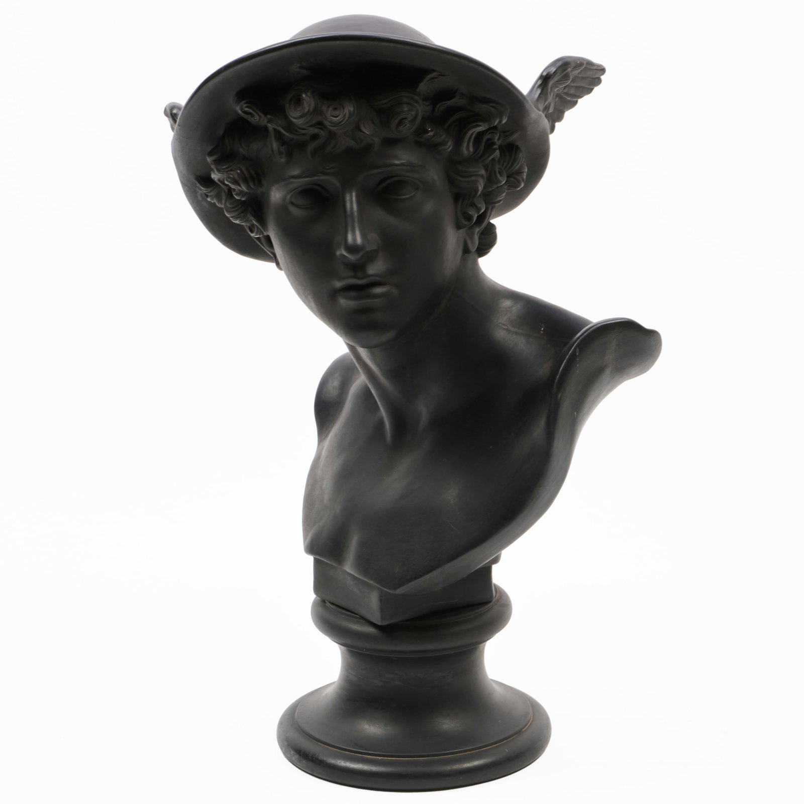 Wedgwood Basalt Bust of Mercury: Wedgwood Basalt Bust of Mercury Impressed mark.18 1/4 x 11 x 10 in. Property from a New York Private Collector