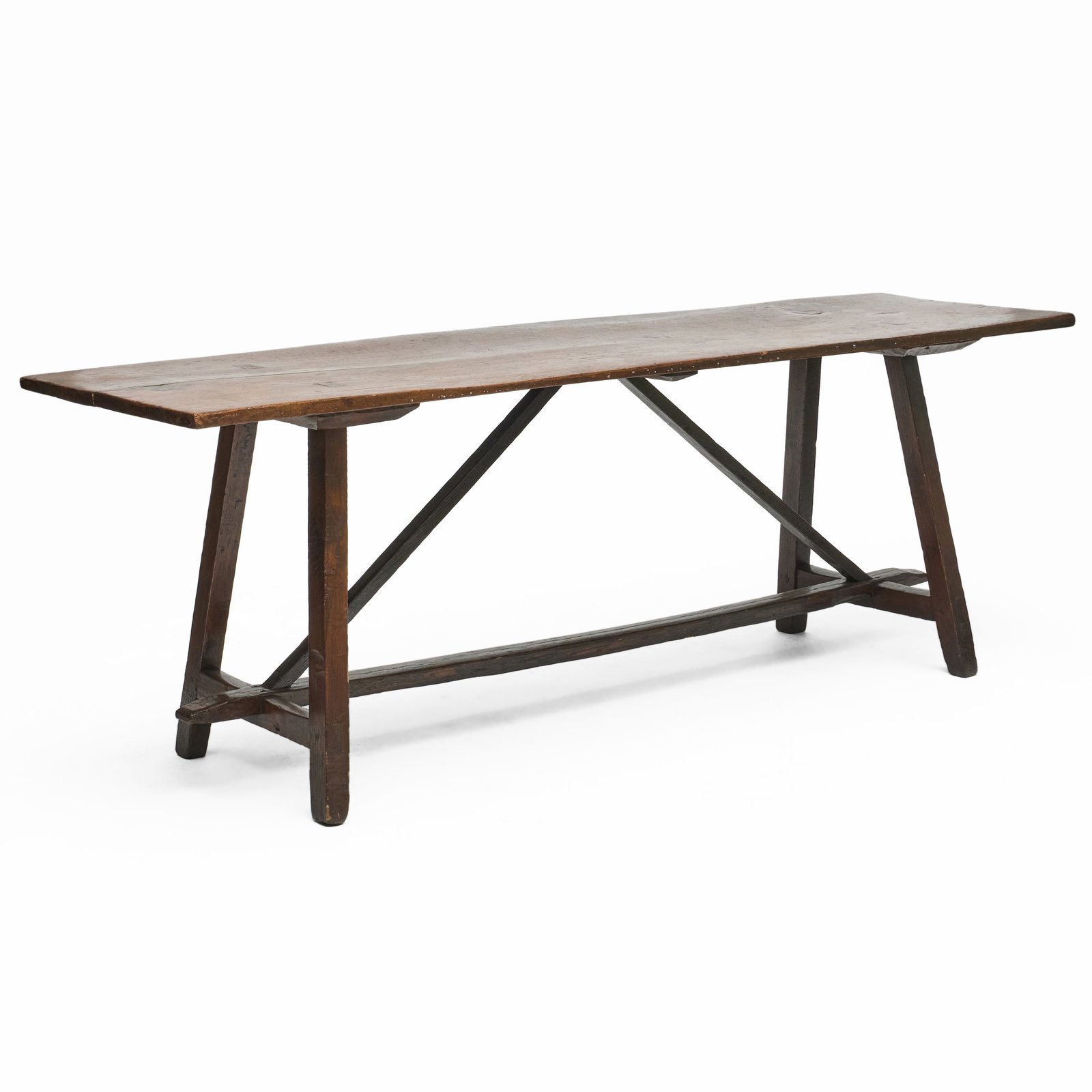 Continental Rustic Stained Oak Trestle Table (1 of 7)
