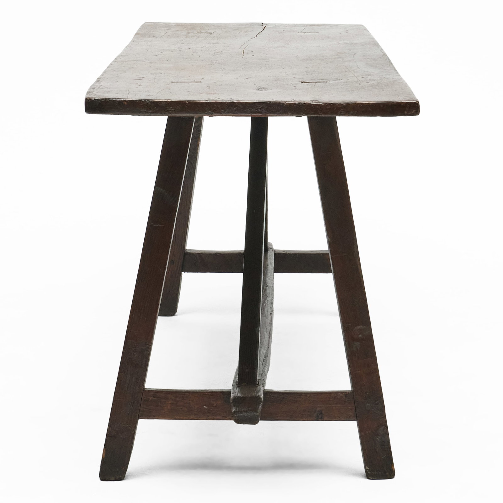 Continental Rustic Stained Oak Trestle Table - 3