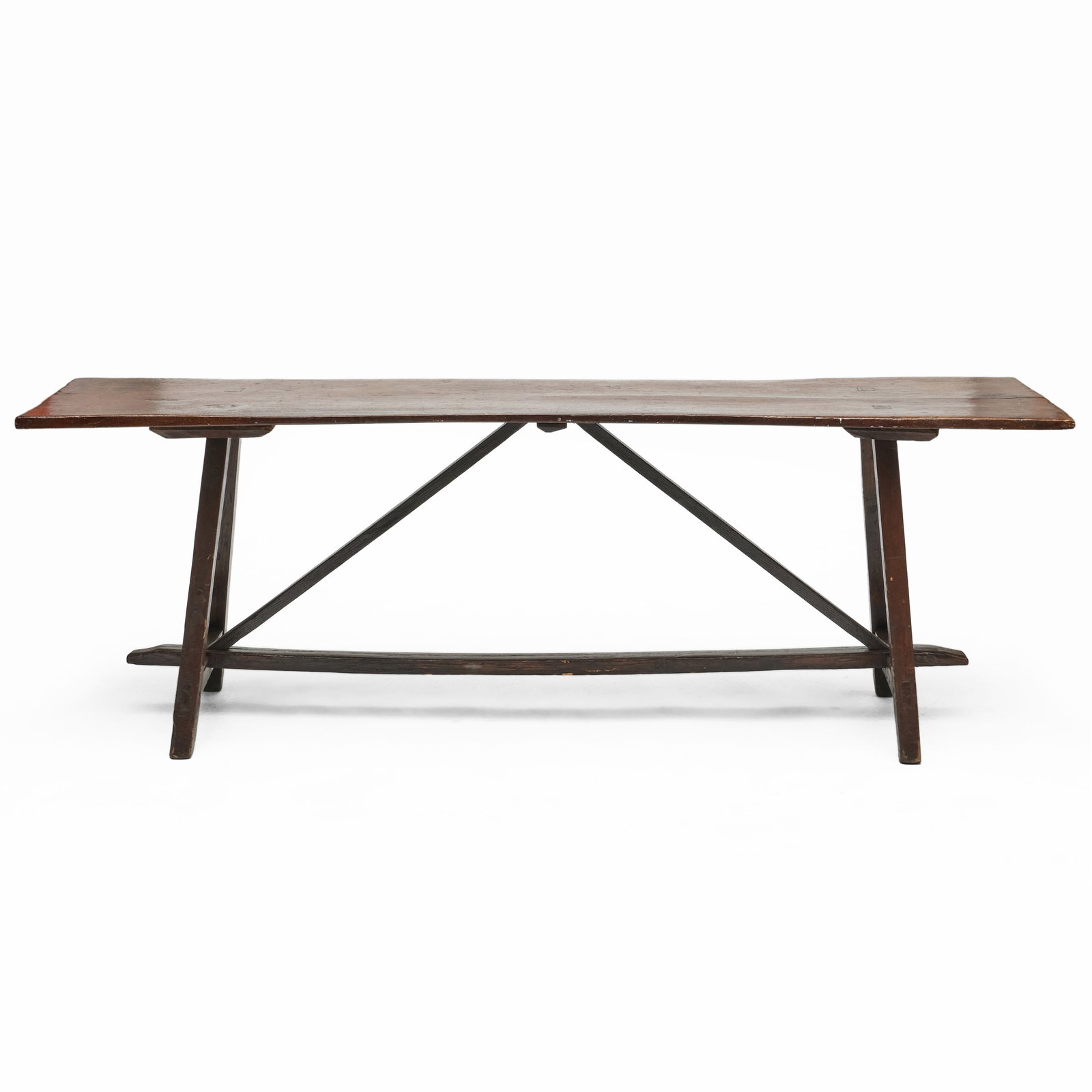 Continental Rustic Stained Oak Trestle Table - 4