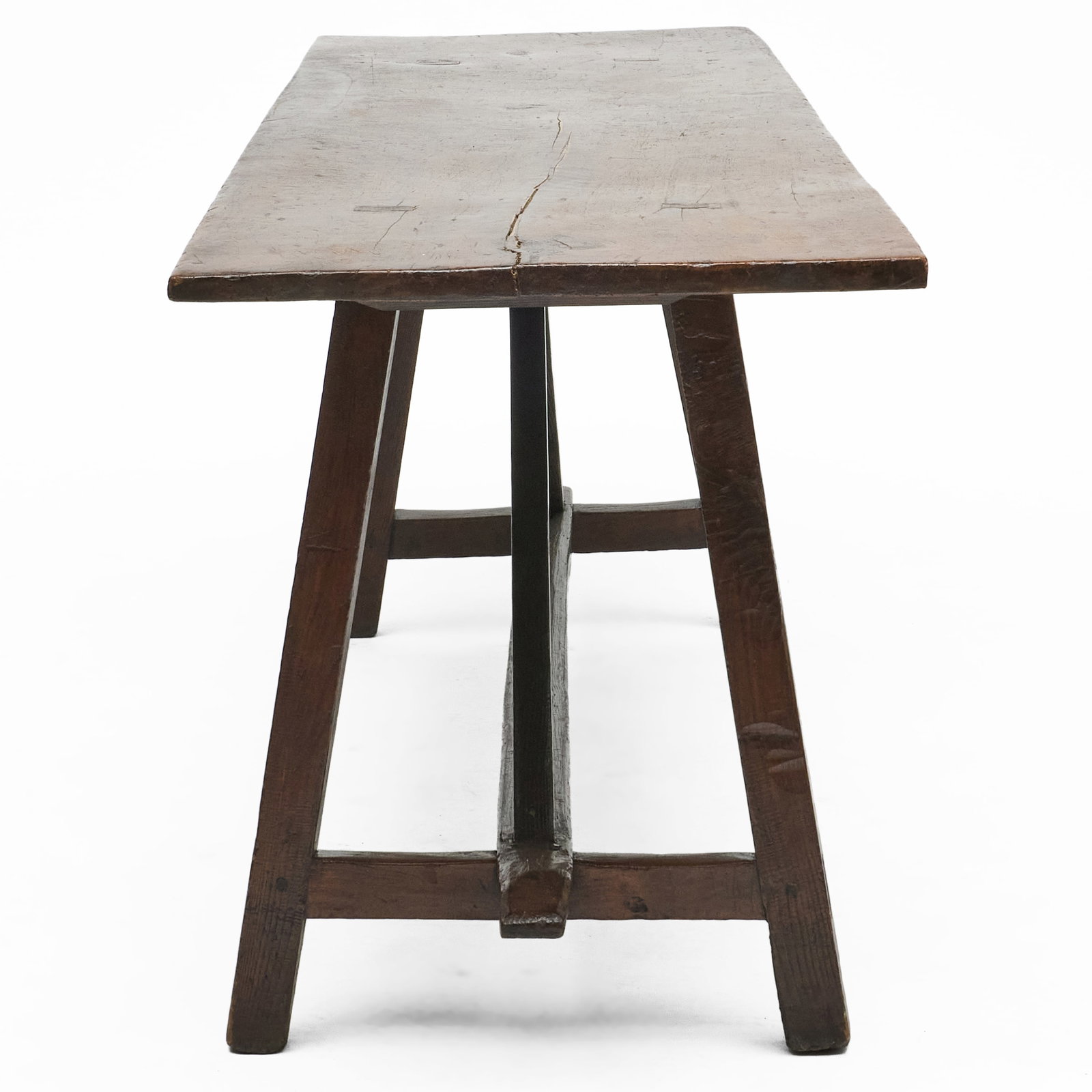 Continental Rustic Stained Oak Trestle Table - 5