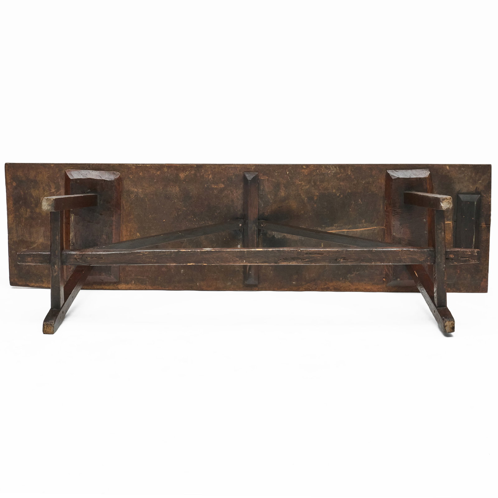 Continental Rustic Stained Oak Trestle Table - 7