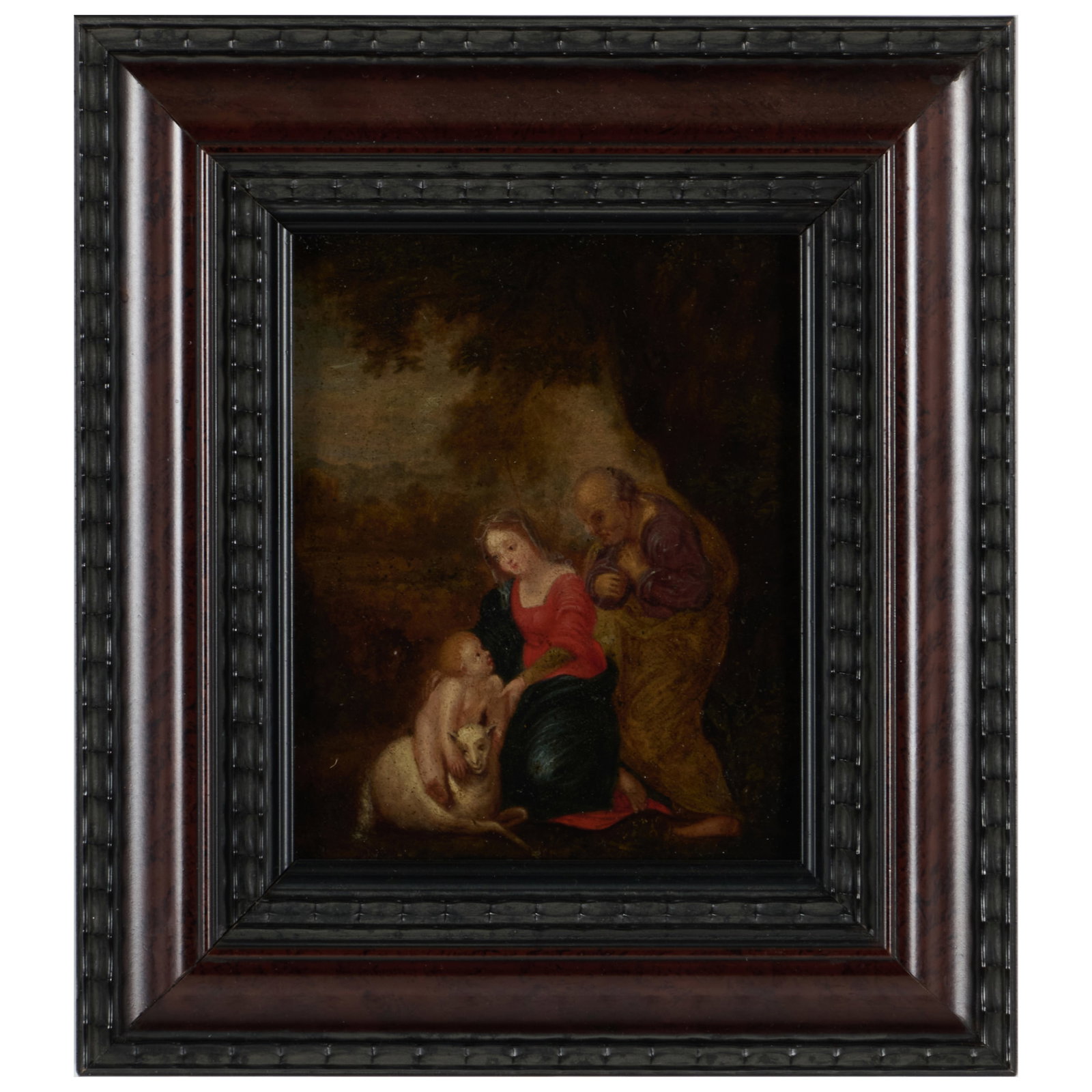 Dutch School: Holy Family: Dutch School: Holy Family Oil on copper, unsigned. 4 3/4 x 4 in., 7 1/2 x 6 1/2 in. (frame). By repute, sold Bonhams, London, February 18, 1993, Lot 56. The H. George and Marianne Mandel Collection