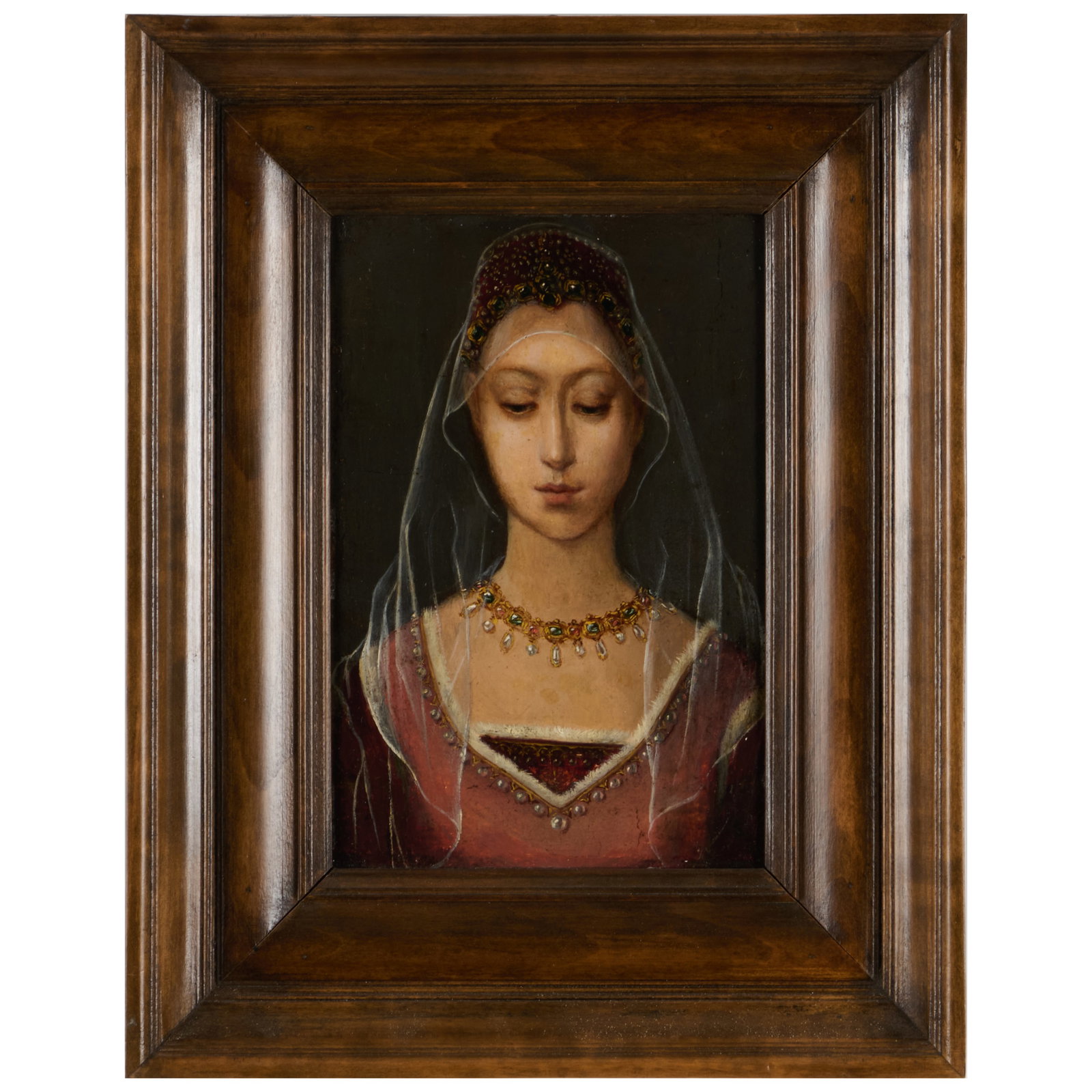 Flemish School: Portrait of a Woman: Flemish School: Portrait of a Woman Oil on panel, unsigned. 6 1/2 x 4 1/2 in., 10 x 7 3/4 in. (frame). Sold Christie's East, NY, June 1, 1988, Lot 39. The H. George and Marianne Mandel Collection