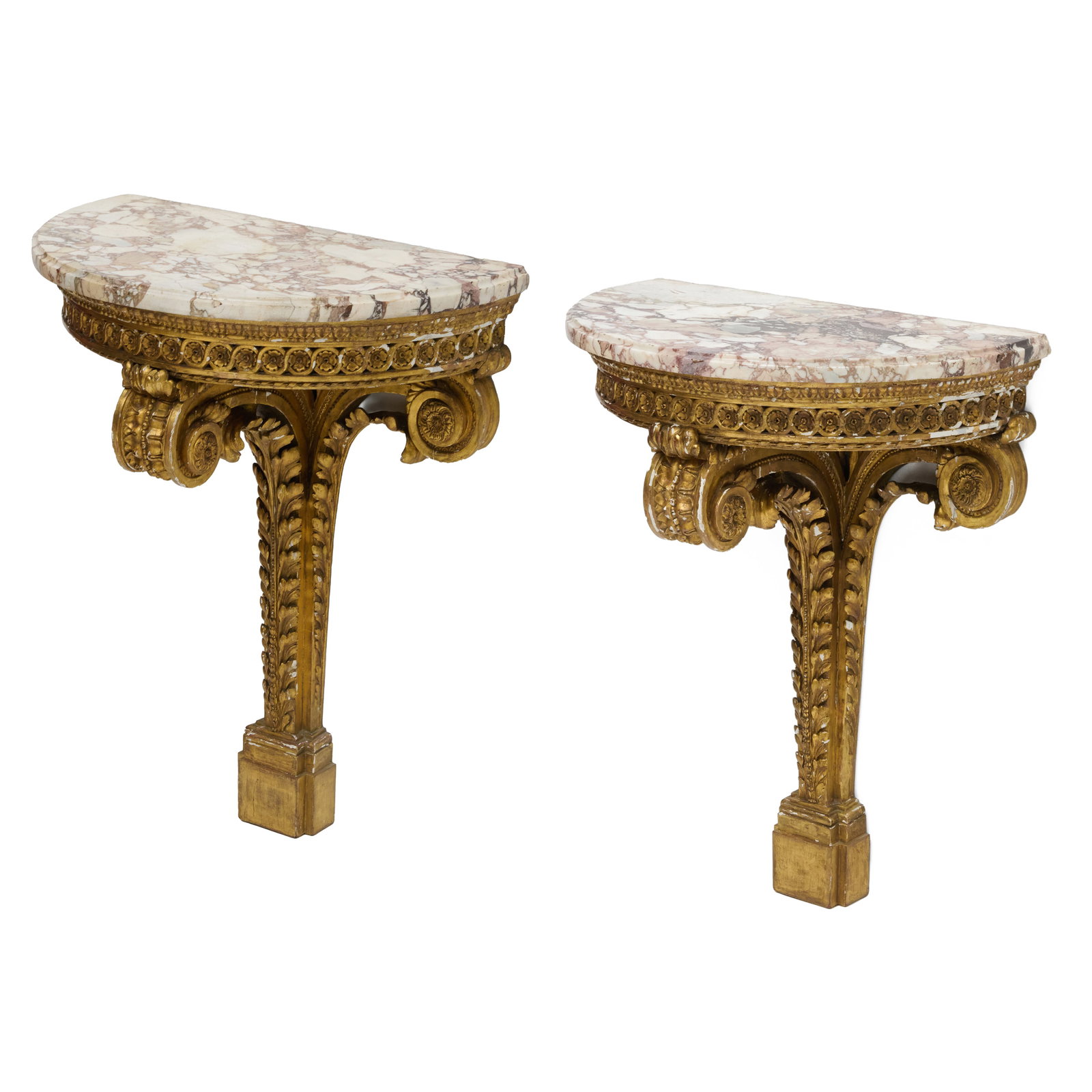 Pair of Louis XVI Style Giltwood Console Tables: Pair of Louis XVI Style Giltwood Console Tables 35 x 28 x 14 1/2 in.