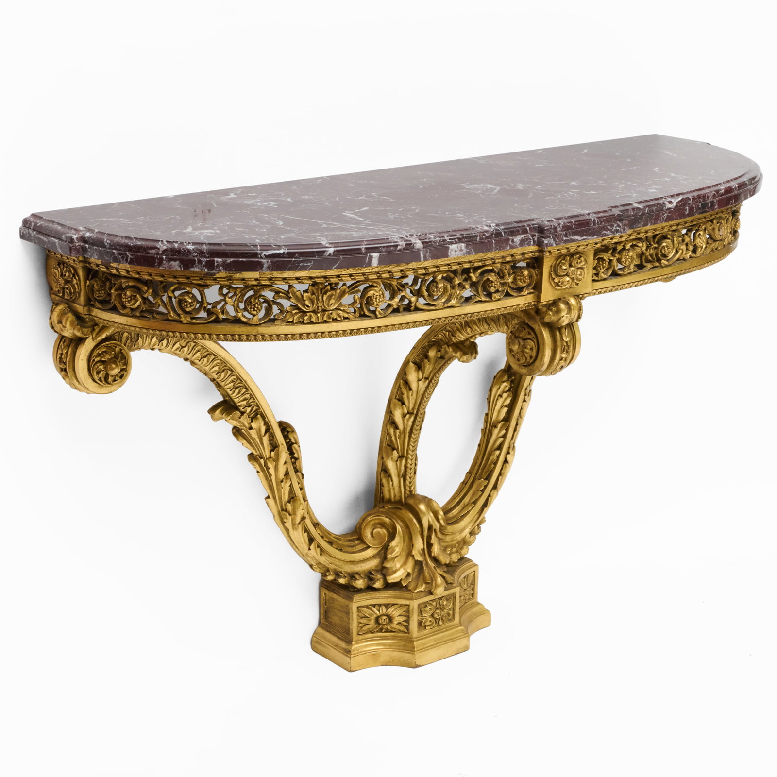 Fine Louis XVI Style Giltwood Console Table with Marble Top, After Model by Fremonte: Fine Louis XVI Style Giltwood Console Table with Marble Top, After Model by Fremonte 37 x 5 ft. x 23 in. Ingrao, Inc. Property from Williams Lawrence Interior Design