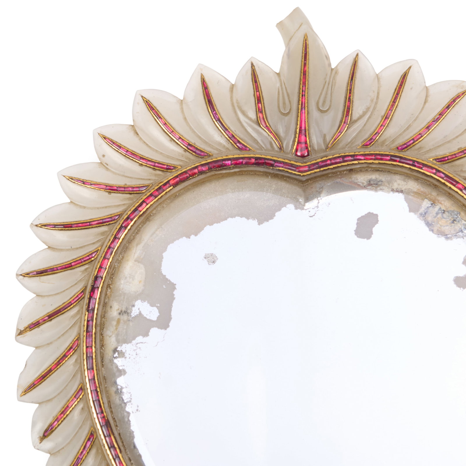 Two Indian Hardstone, Gold and Ruby Mirrors - 16
