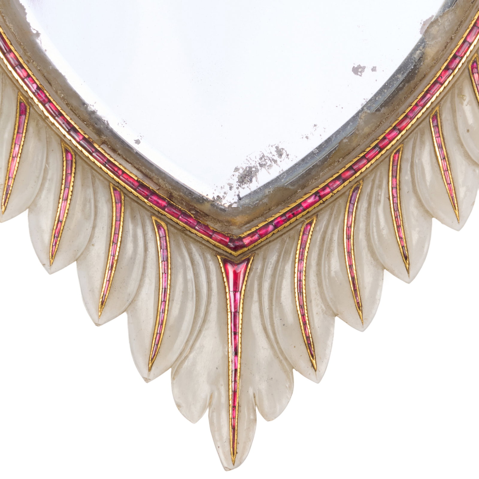 Two Indian Hardstone, Gold and Ruby Mirrors - 3