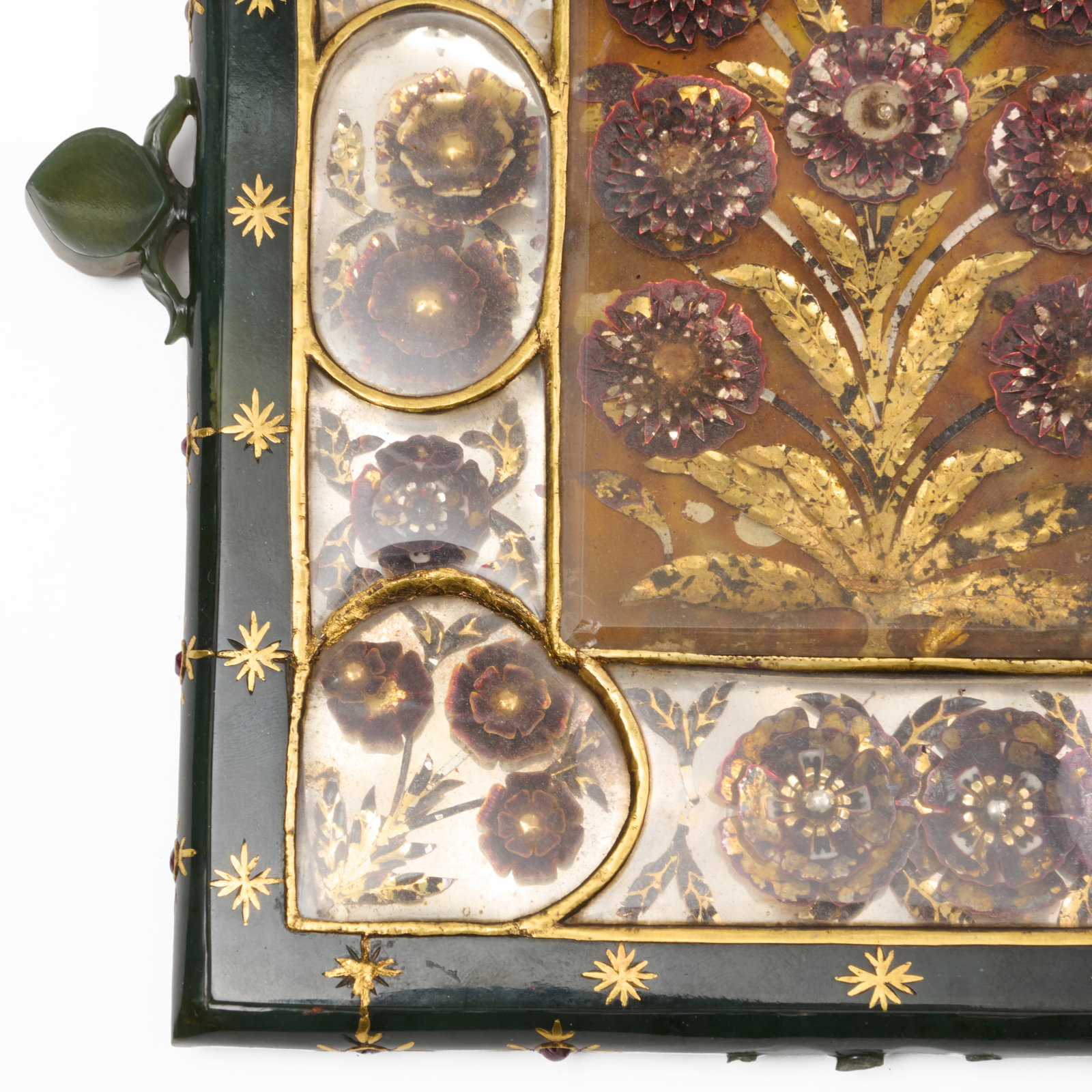 Two Indian Hardstone, Gold and Ruby Mirrors - 8