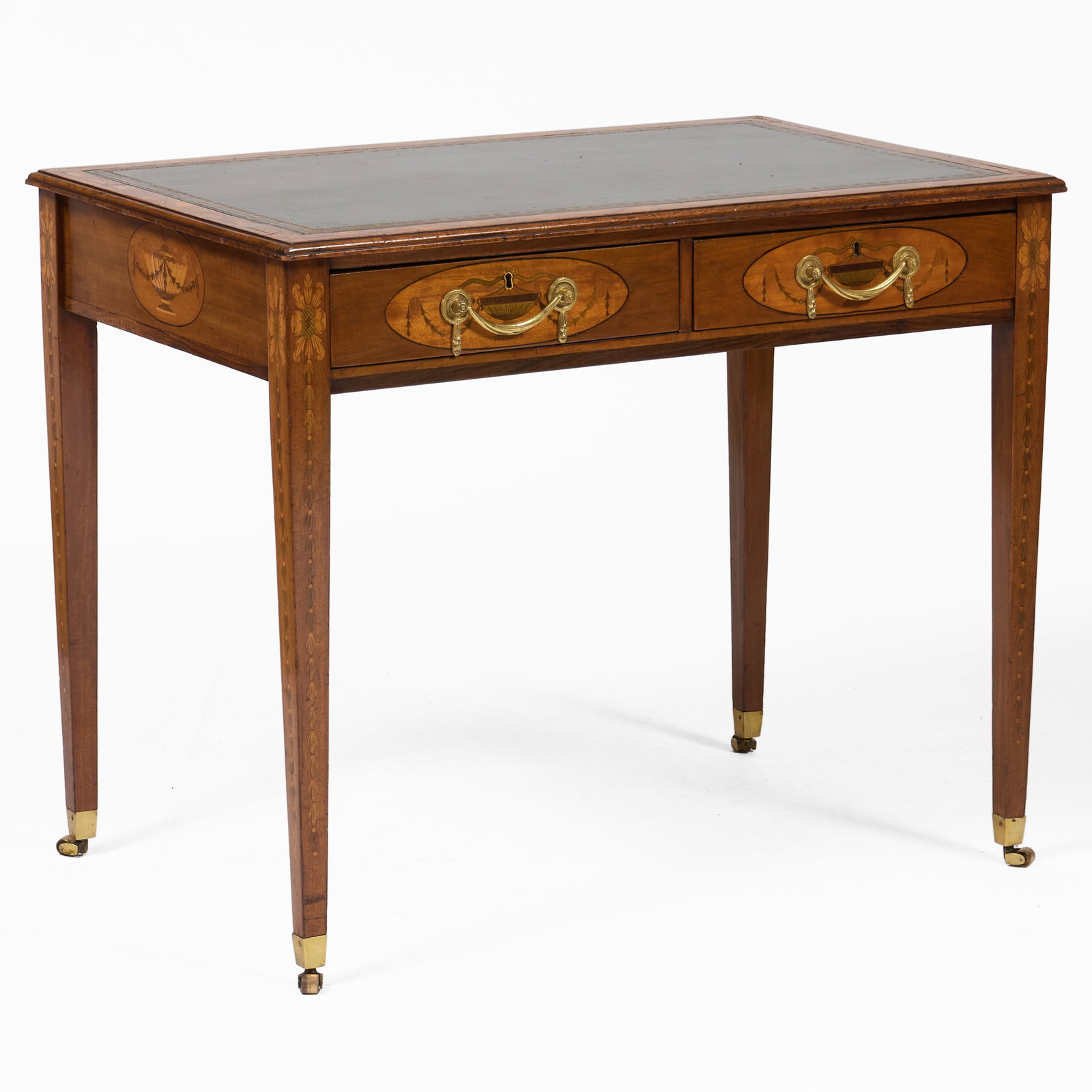 George III Mahogany and Satinwood Marquetry Writing Table (1 of 9)