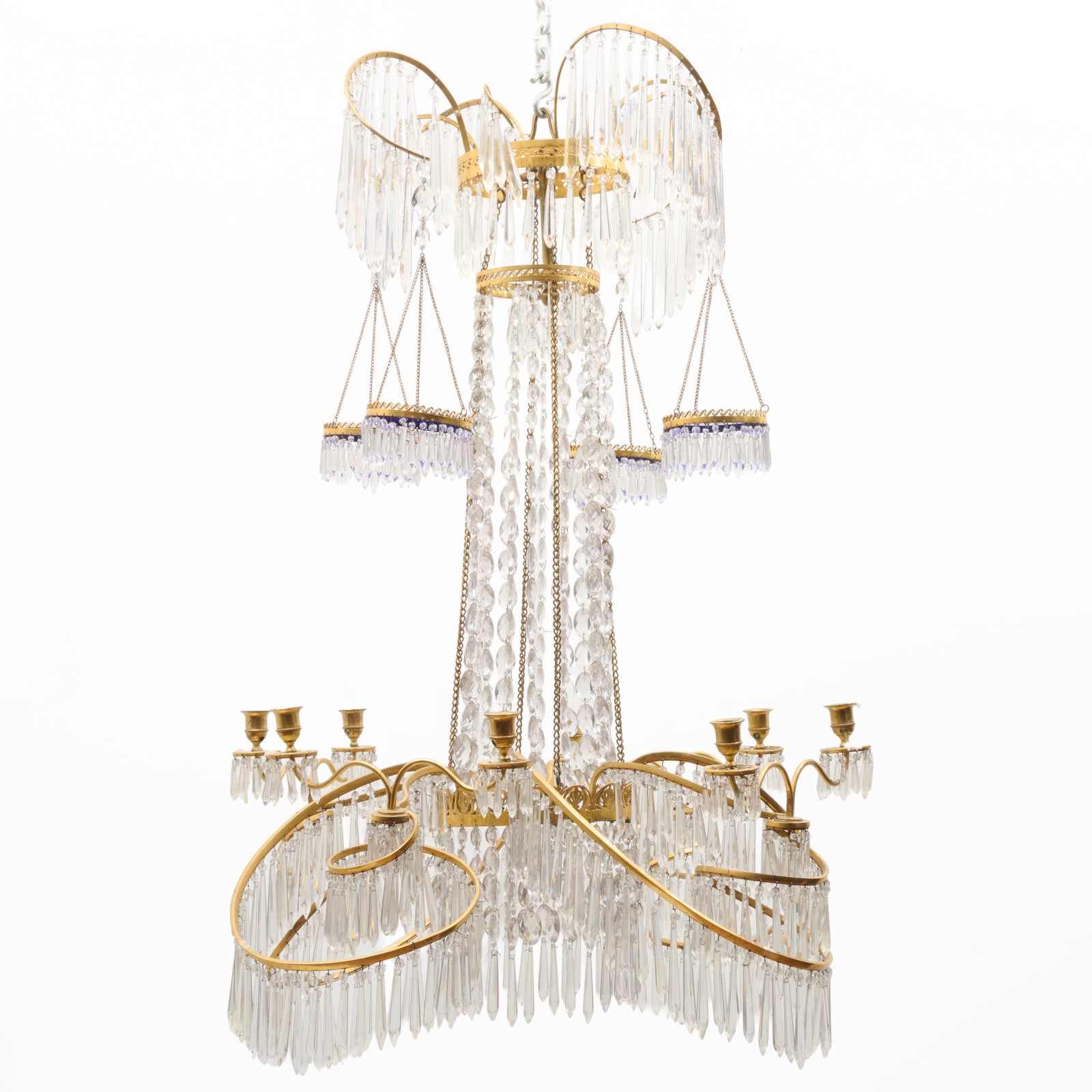 Baltic Neoclassical Brass and Cut-Glass Chandelier, Possibly Russian (1 of 14)