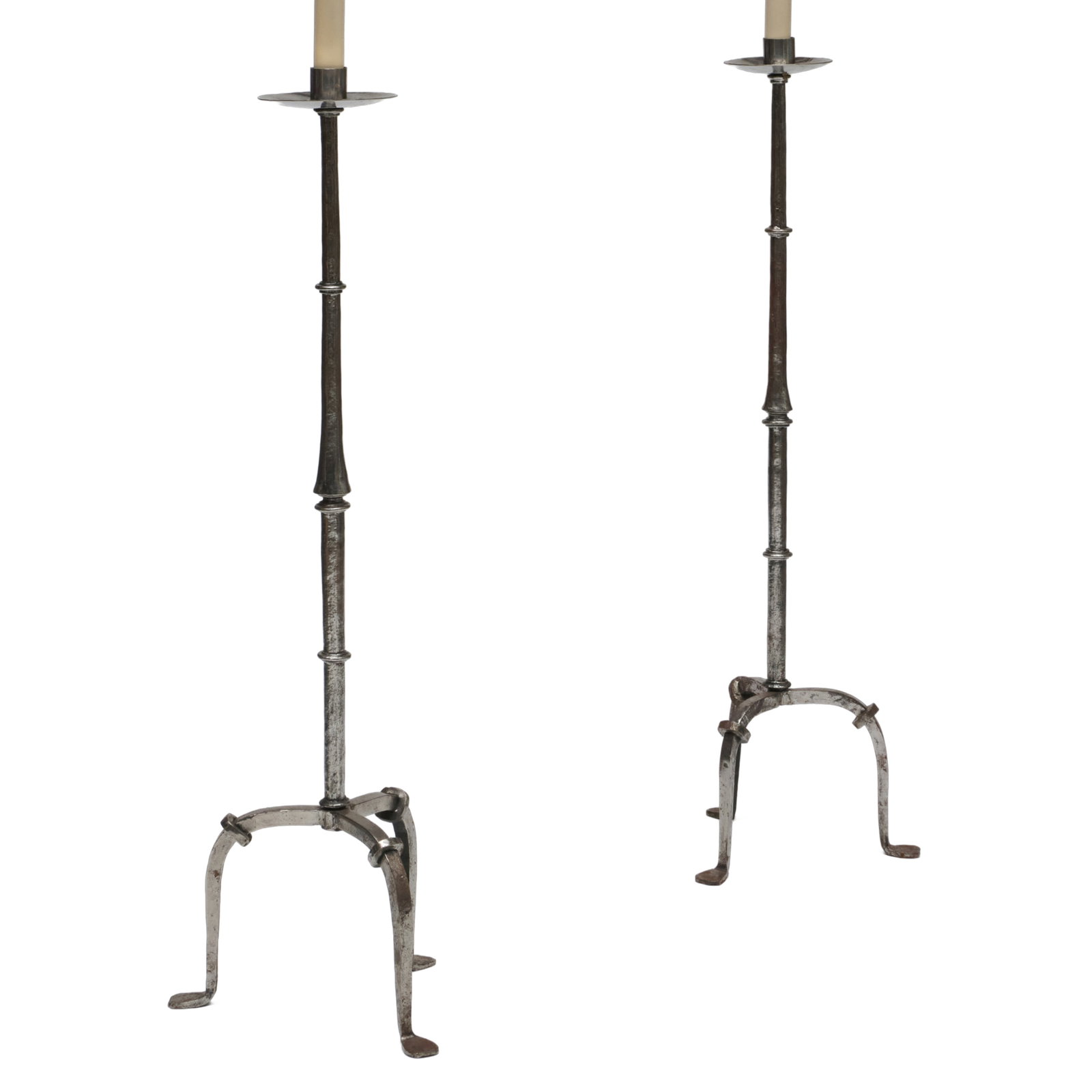 Pair of Polished Steel Floor Lamps (1 of 6)