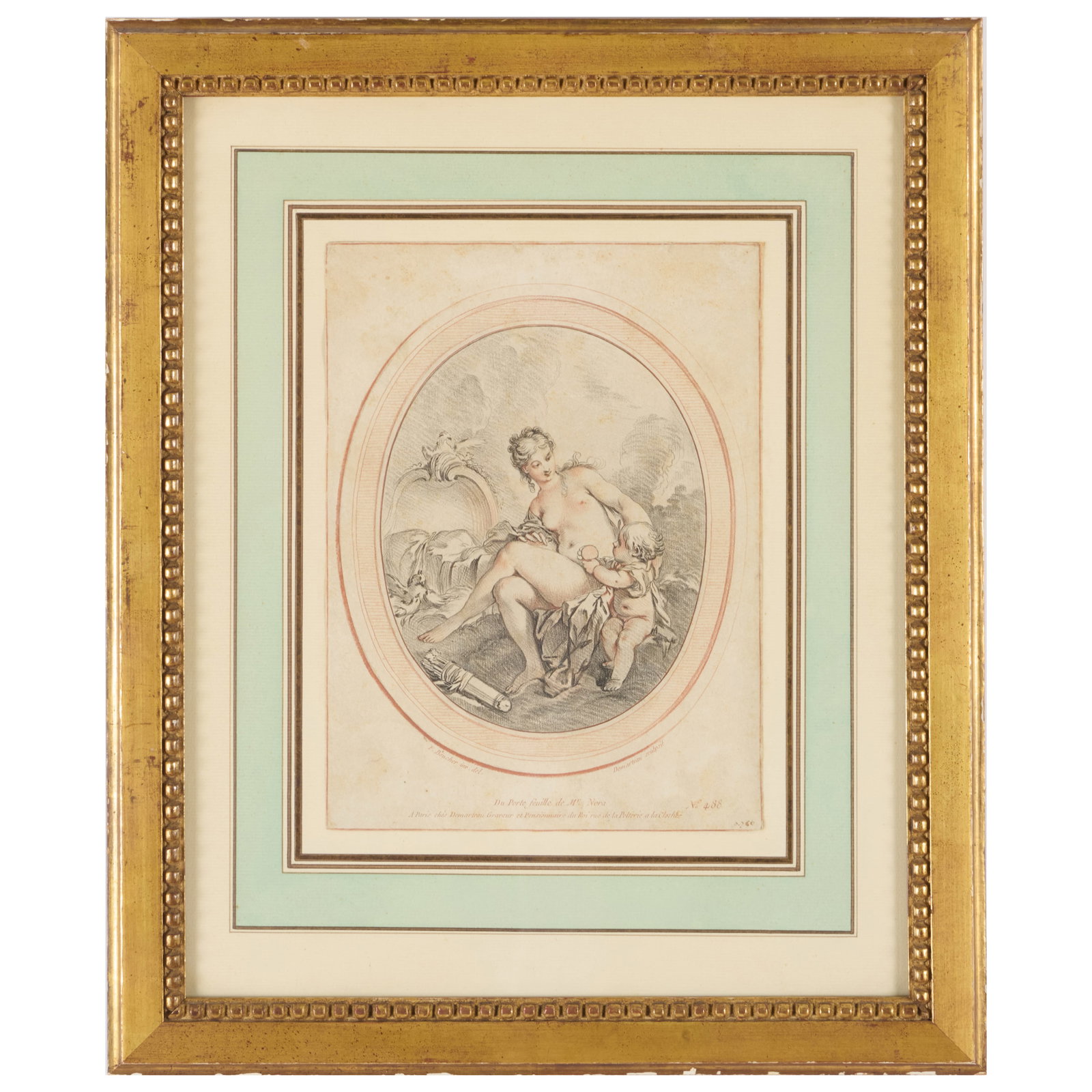 Gilles Demarteau (1750-1802): Venus Desarmee par les Amours; and Du Porte feuille de Mr. Nera: Gilles Demarteau (1750-1802): Venus Desarmee par les Amours; and Du Porte feuille de Mr. Nera Two crayon-manner etchings in red and black on laid paper, Venus with an indistinct collector's mark on th