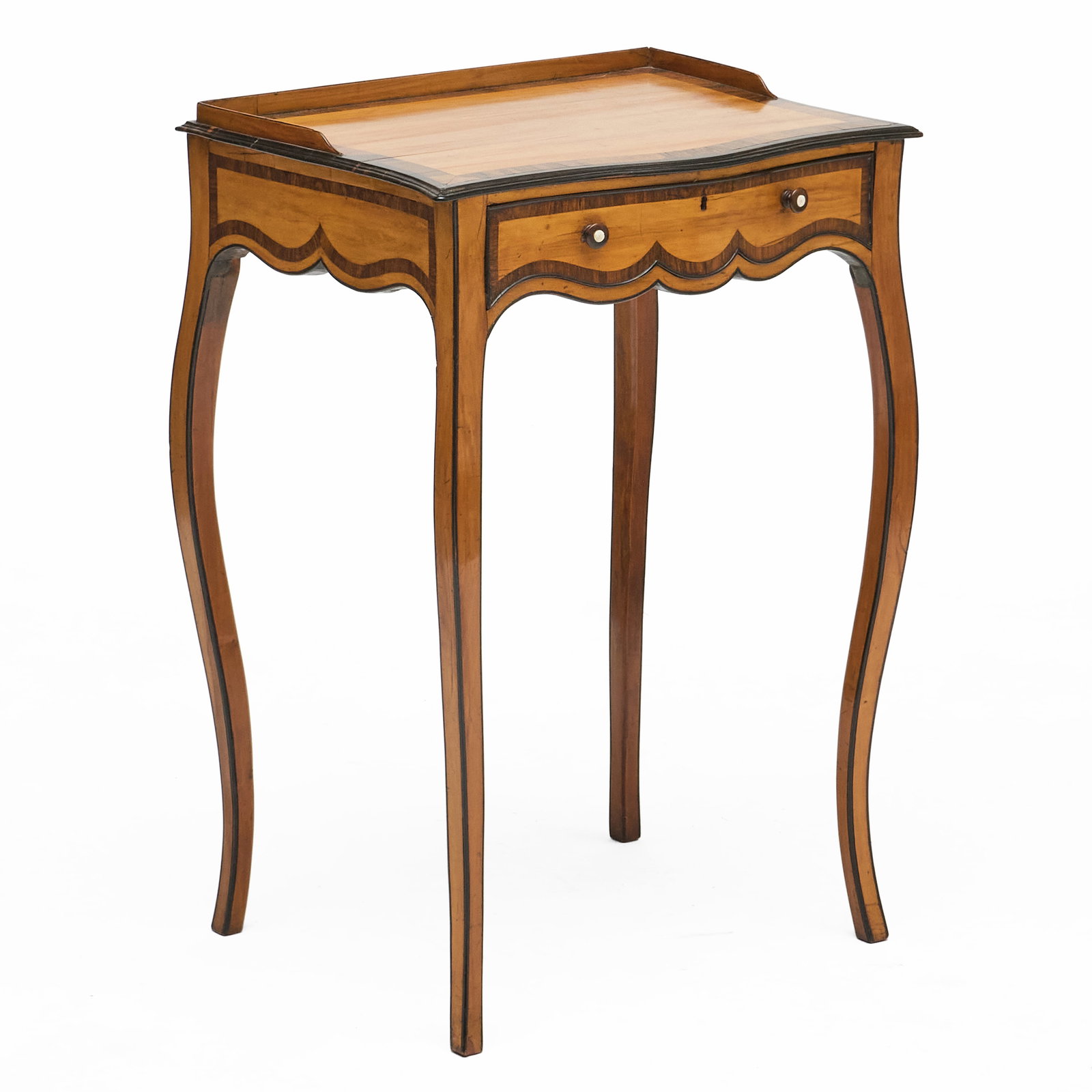 Late George III Inlaid Satinwood, Rosewood and Calamander Side Table: Late George III Inlaid Satinwood, Rosewood and Calamander Side Table 28 1/2 x 20 x 16 in.
