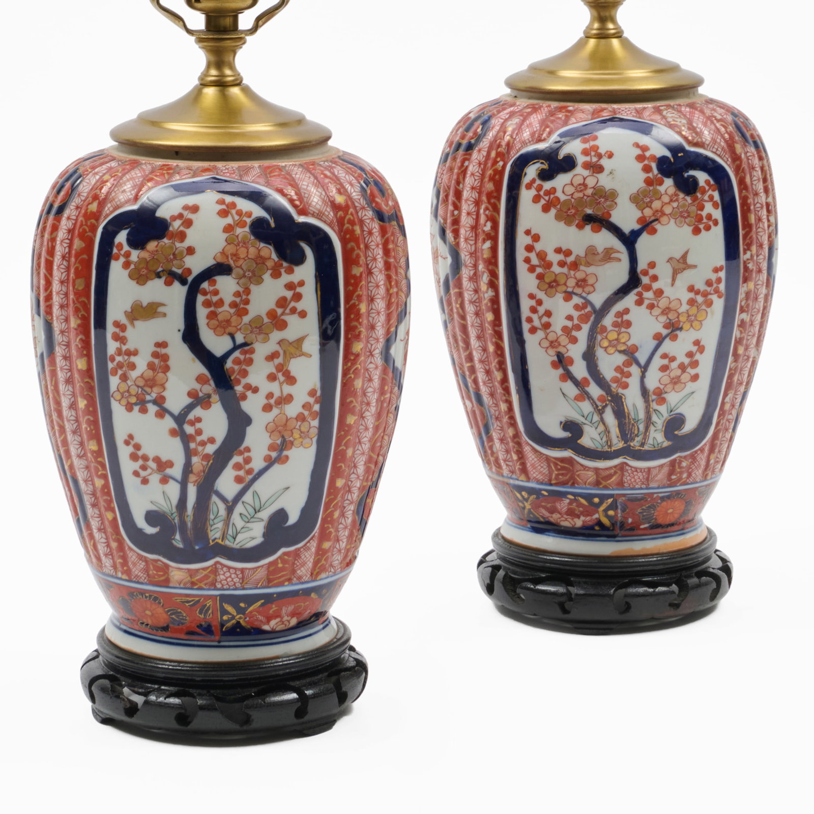 Pair of Japanese Imari Vases Mounted as Lamps: Pair of Japanese Imari Vases Mounted as Lamps 14 x 5 1/4 in. diam. (to socket).